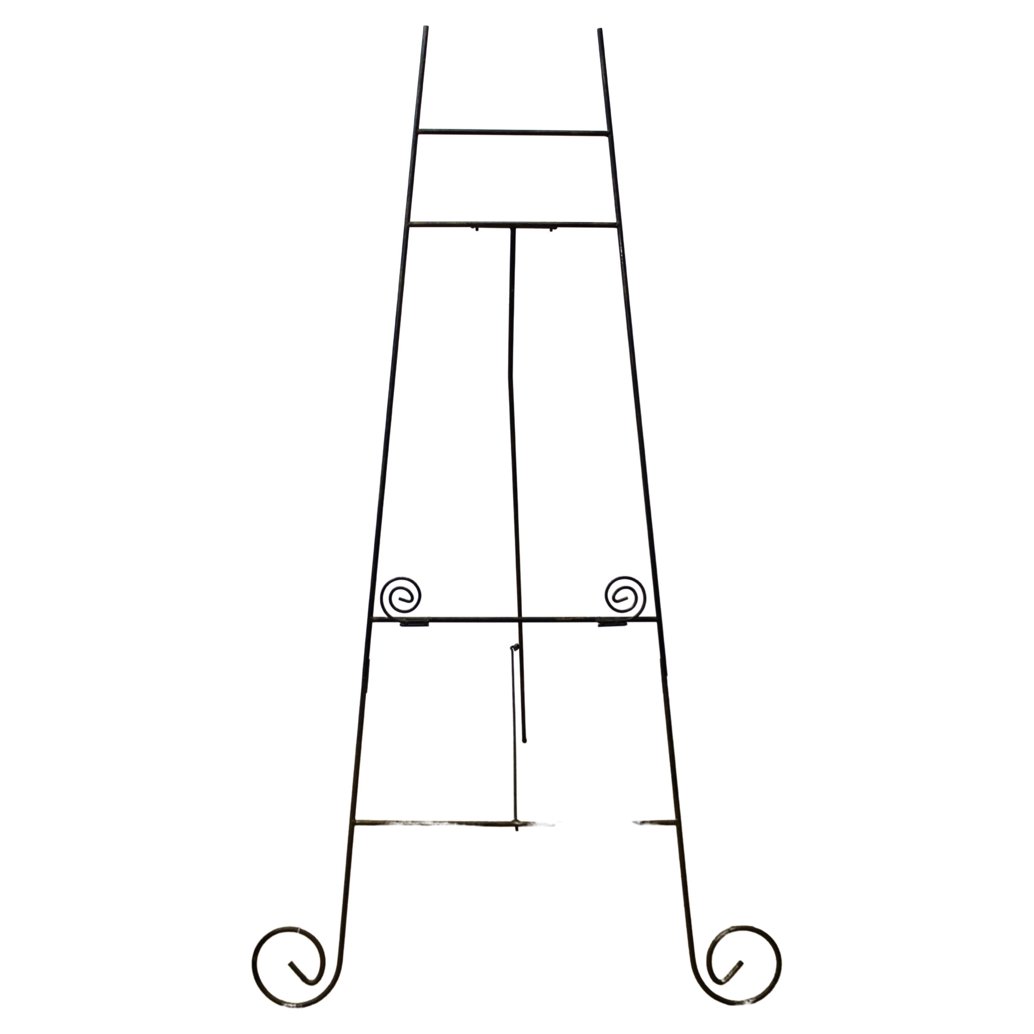 Wrought Iron Easel w/ Swirl Design For Sale