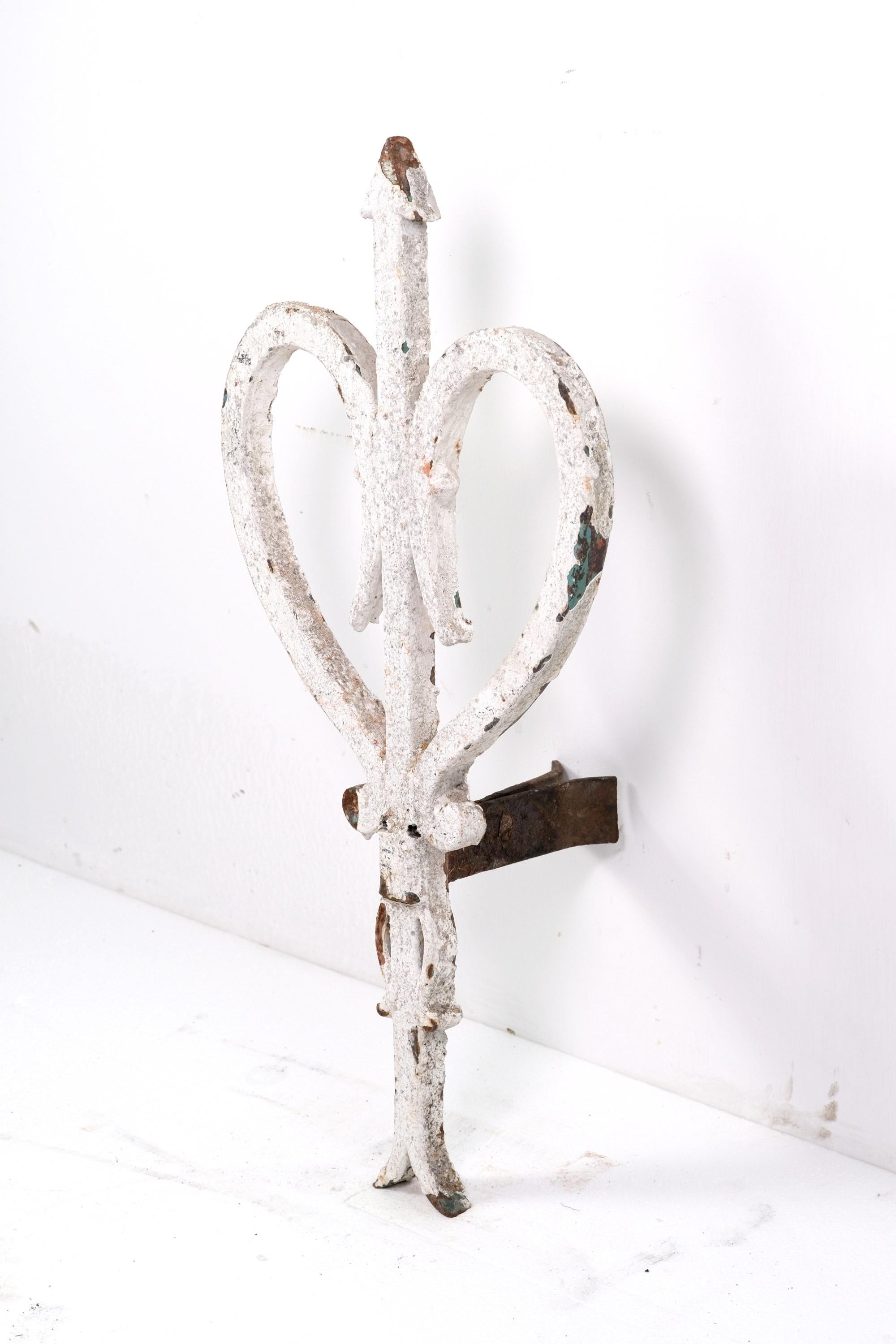 20th Century Wrought Iron Finial from Europe Heart & Arrow Design