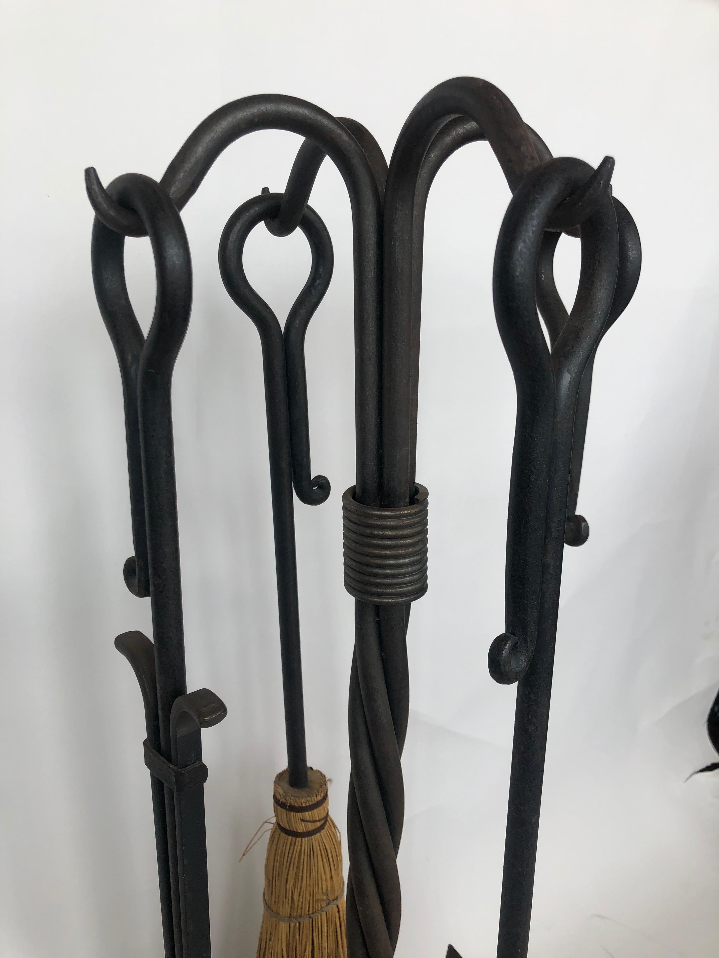 20th Century Wrought Iron Fire Place Tools