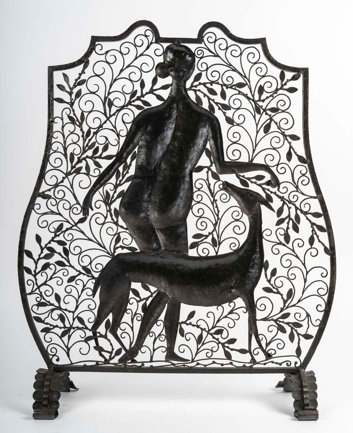 Wrought Iron Fire Screen, 1930, Art Deco Period. For Sale 2