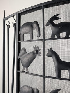 Wrought Iron Fire Screen by Atelier Marolles, France, 1950s