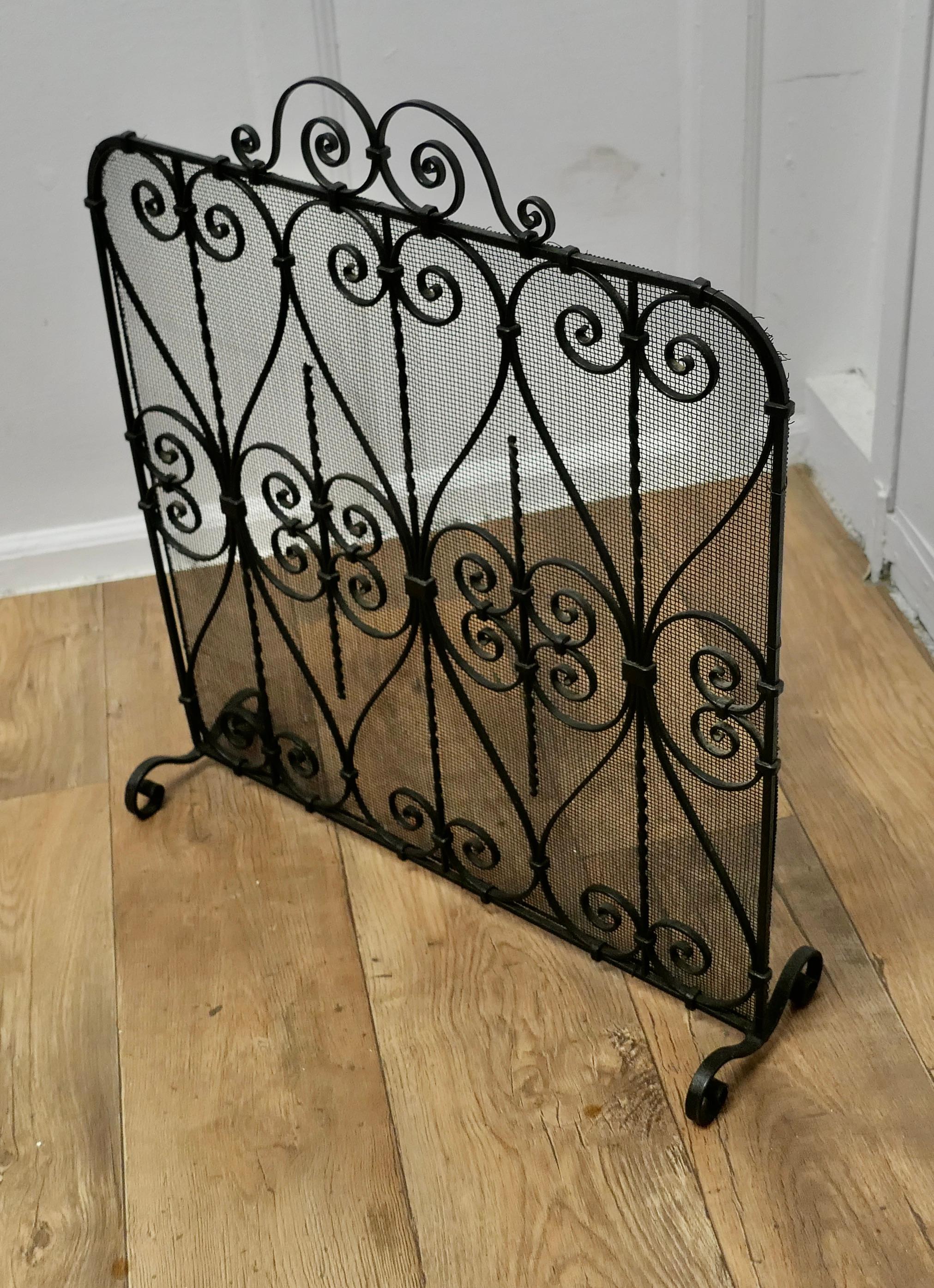 Adam Style Wrought Iron Fire Screen  This is an intricate and very attractive piece, the wr For Sale