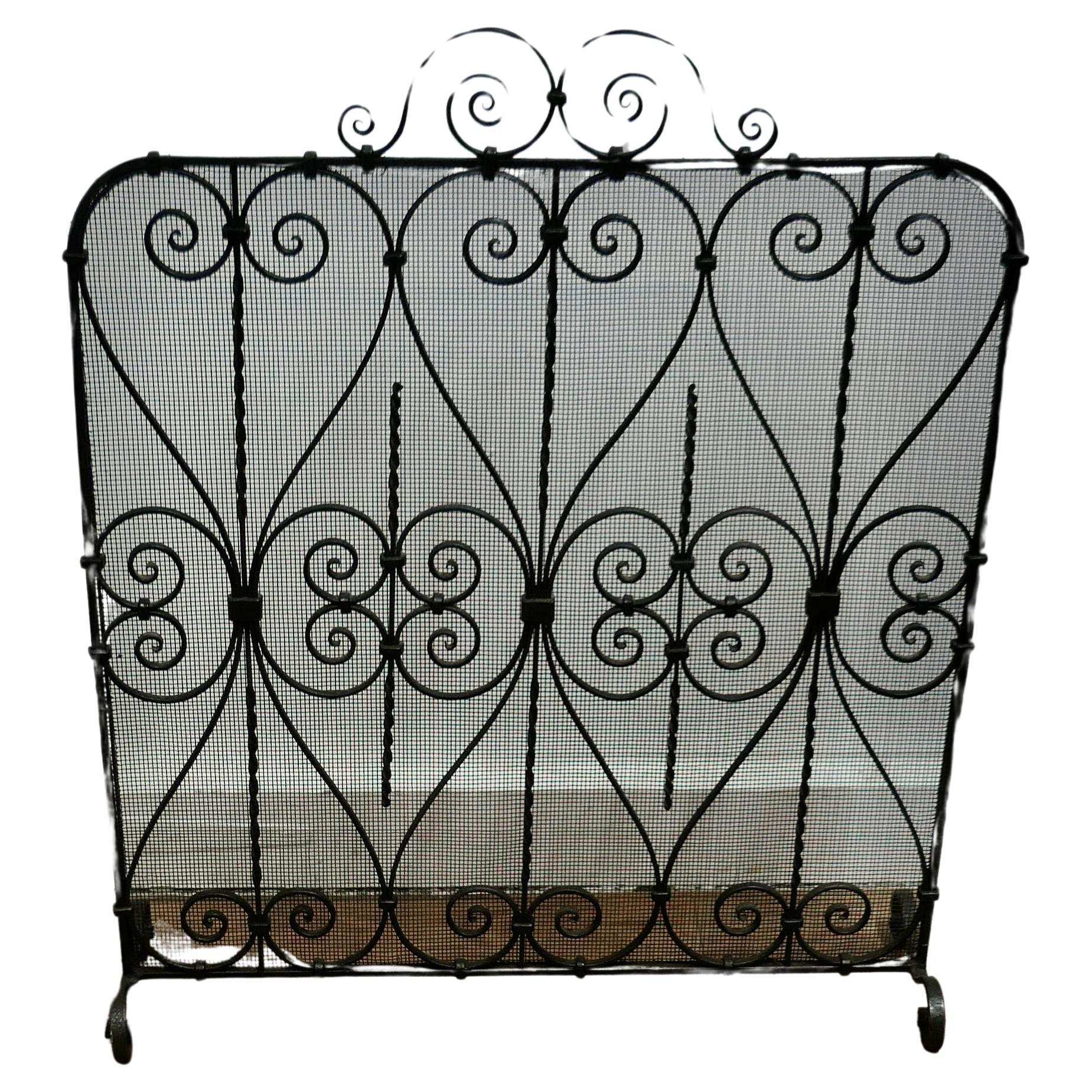 Wrought Iron Fire Screen  This is an intricate and very attractive piece, the wr For Sale