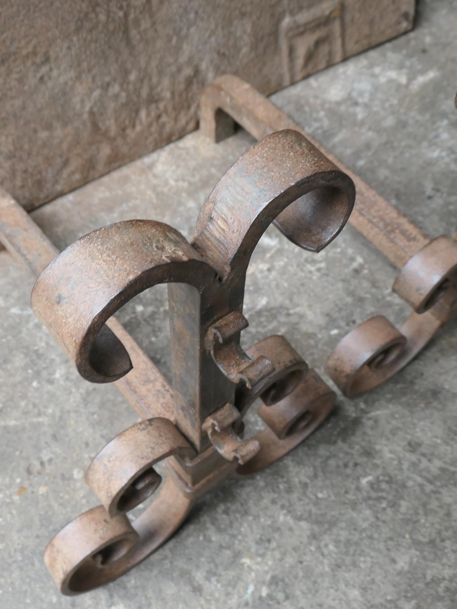 Wrought Iron Firedogs or Andirons, France, 20th Century For Sale 4