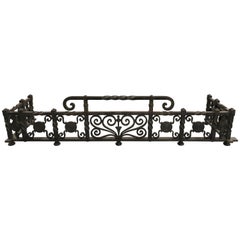 Wrought Iron Fireplace Fender in the Manner of Oscar Bach