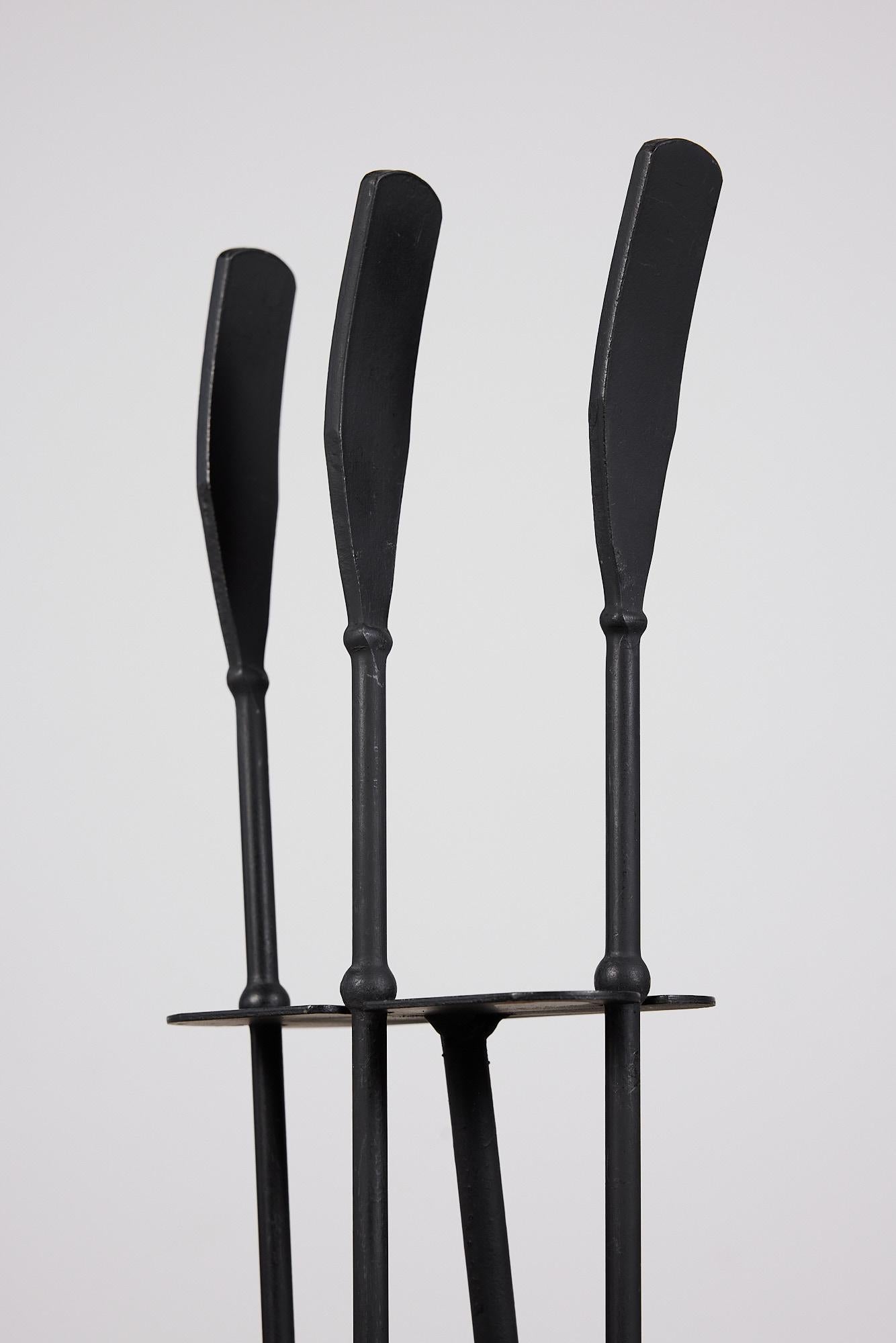 20th Century Wrought Iron Fireplace Tool Set in the Style of Luther Conover