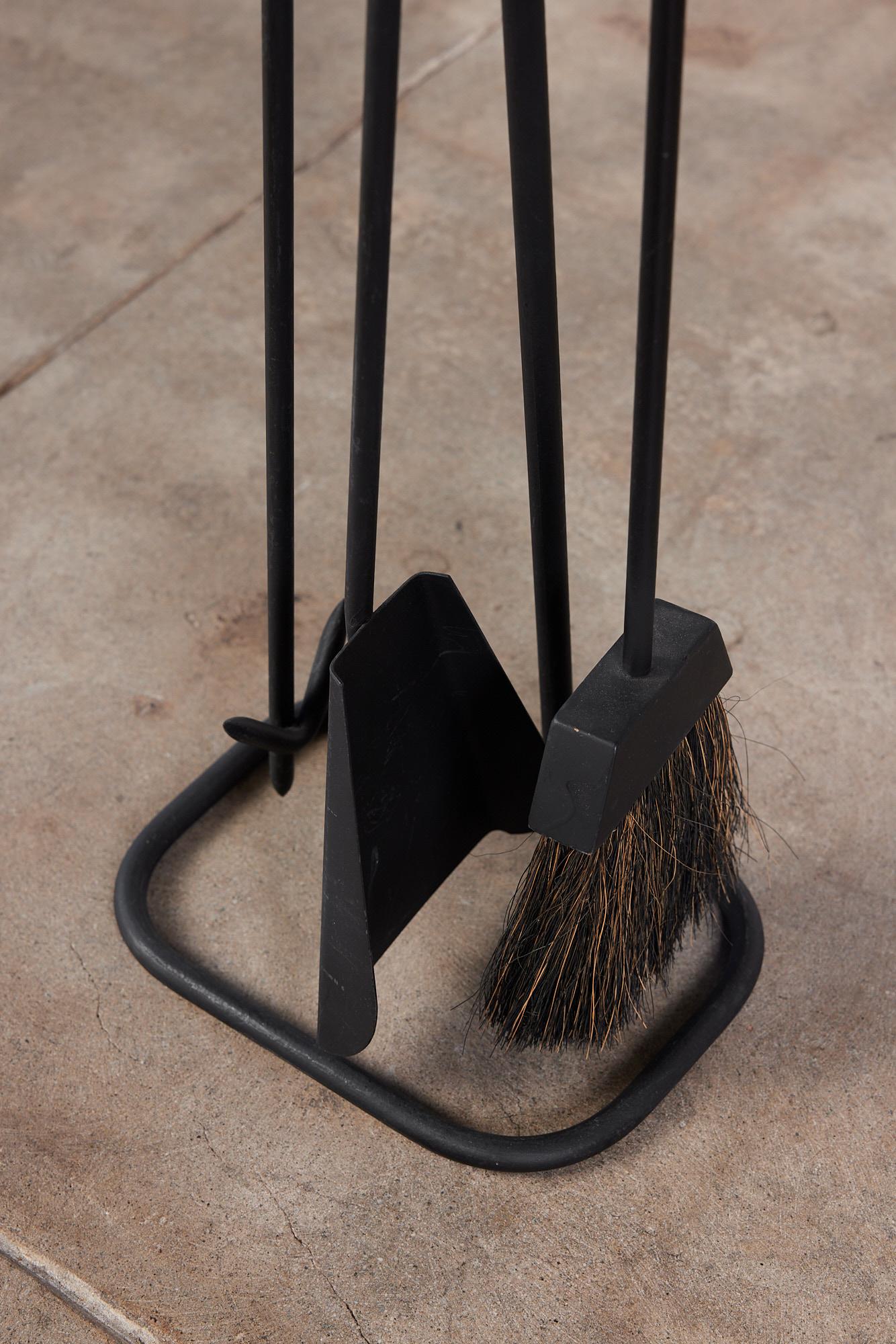Wrought Iron Fireplace Tool Set in the Style of Luther Conover 1