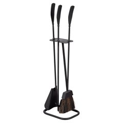 Wrought Iron Fireplace Tool Set in the Style of Luther Conover