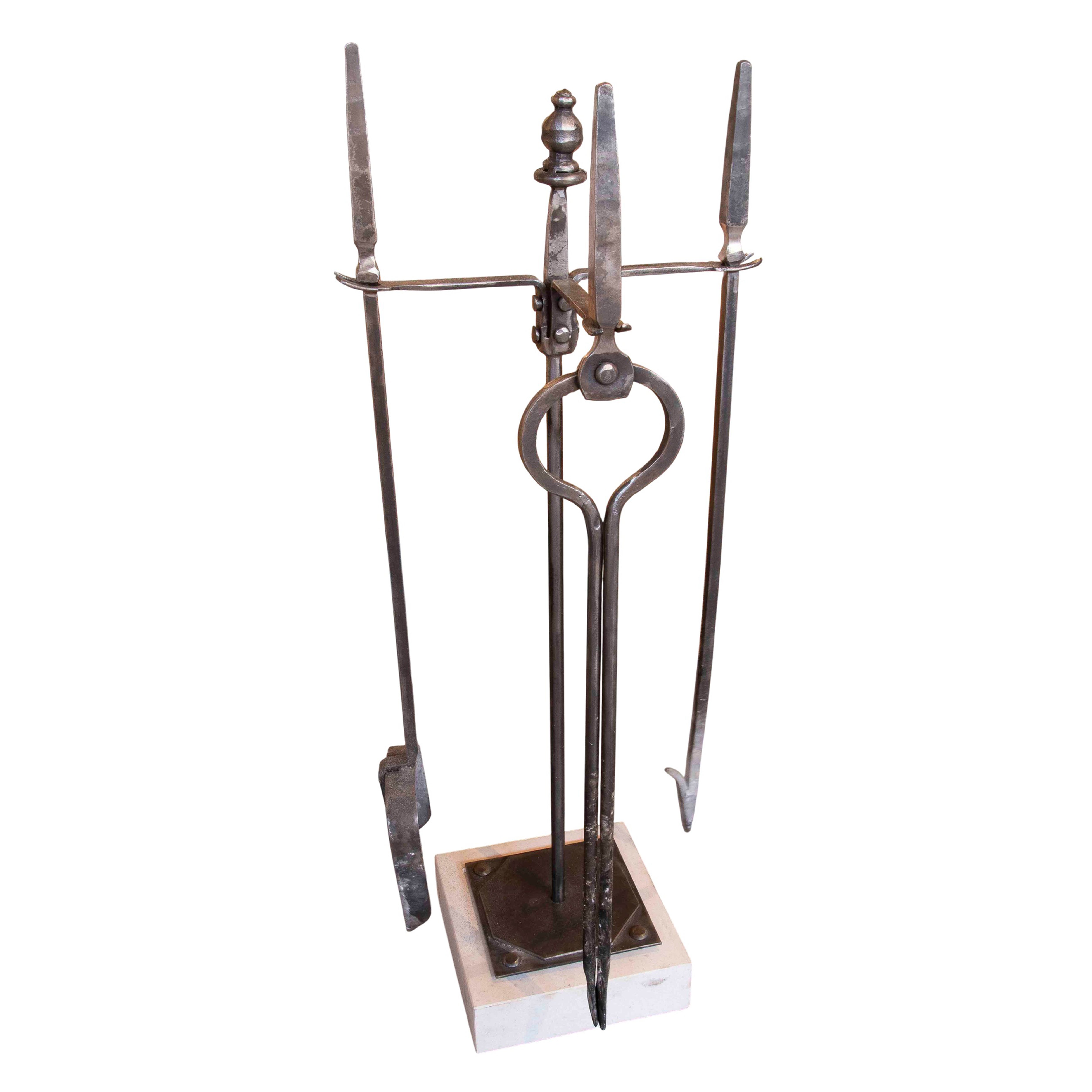 Wrought Iron Fireplace Tool Set with Stand