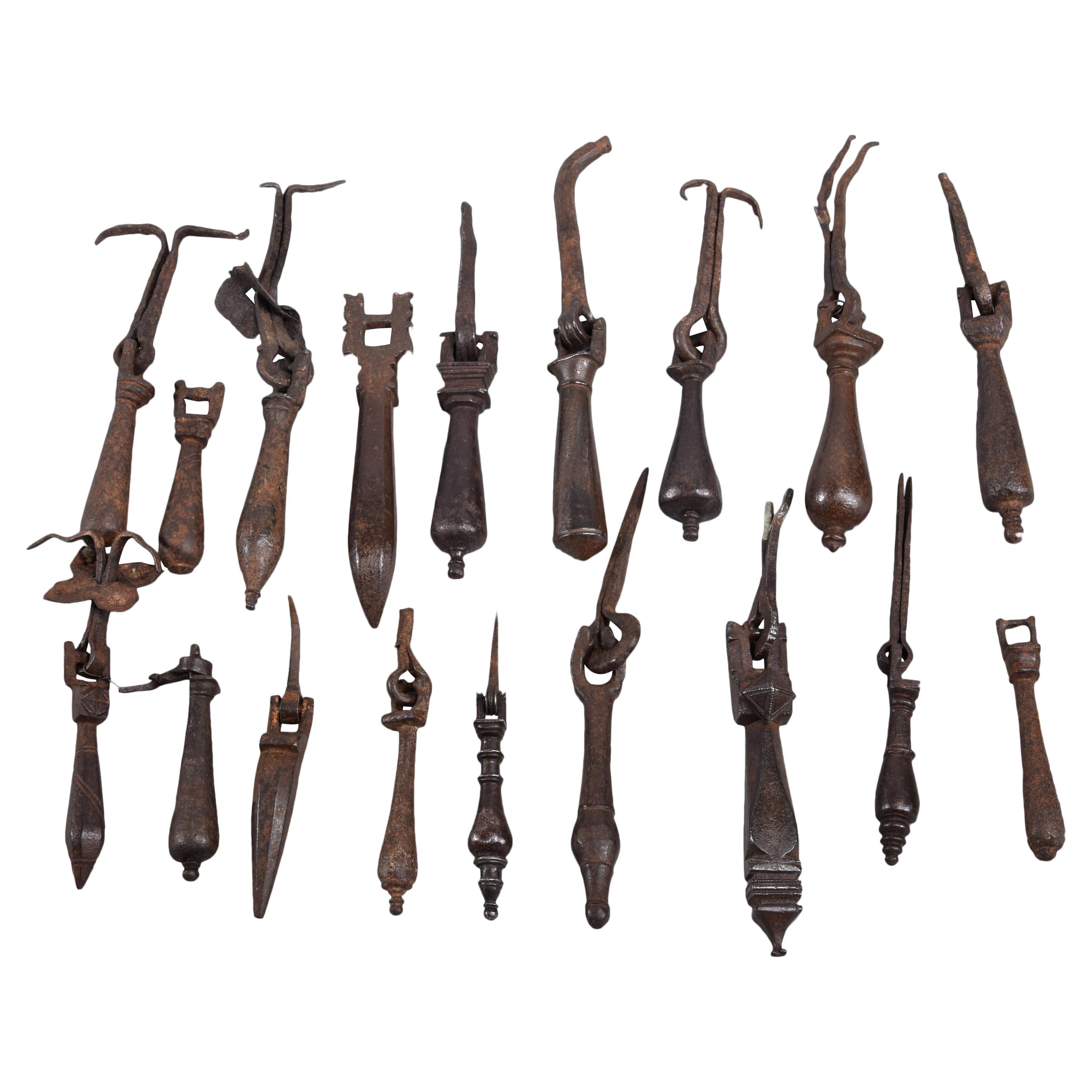 Wrought Iron Fittings Set '18 Units', 17th Century For Sale