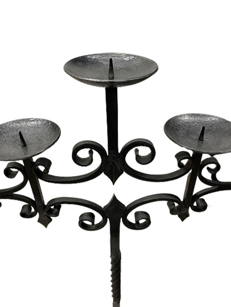 Wrought Iron Floor Candleholder For Sale at 1stDibs