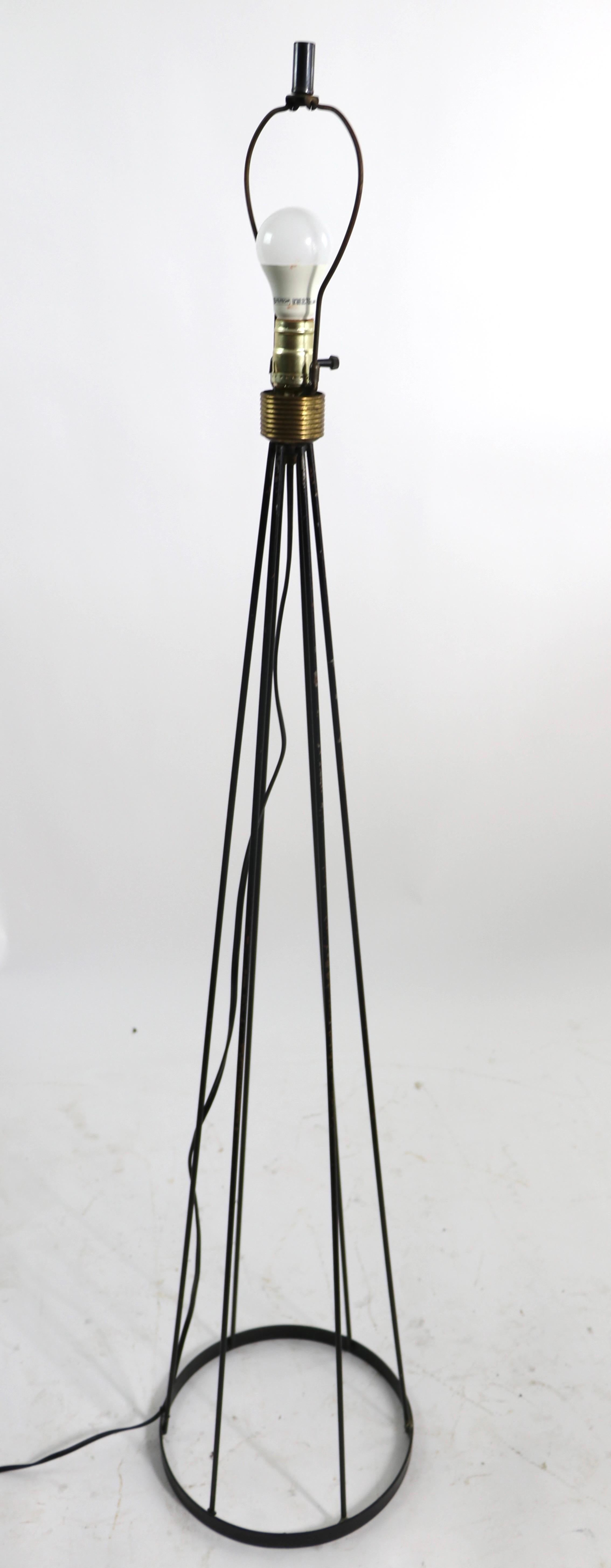 Mid-Century Modern Wrought Iron Floor Lamp Att. to Thurston For Sale