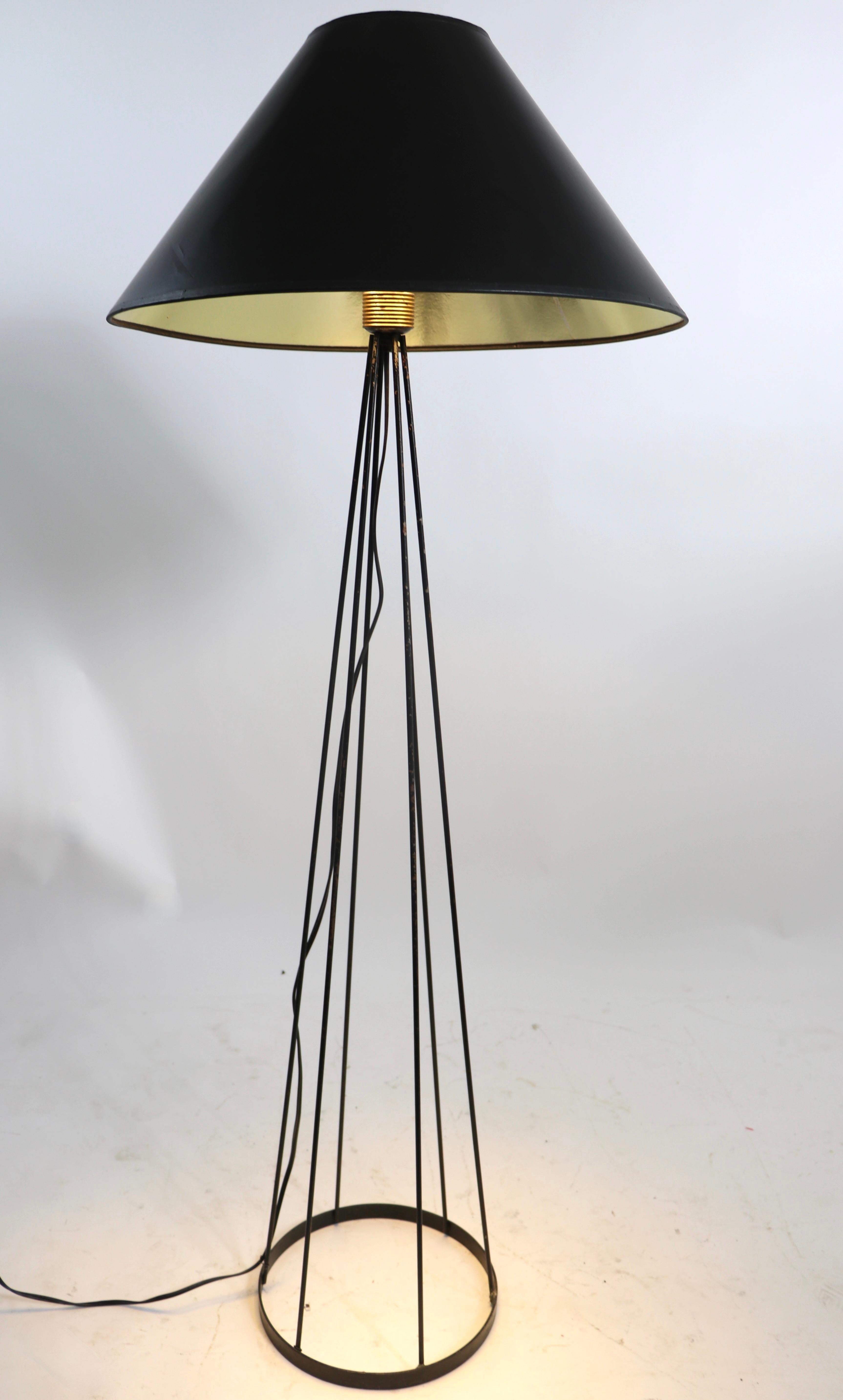20th Century Wrought Iron Floor Lamp Att. to Thurston For Sale