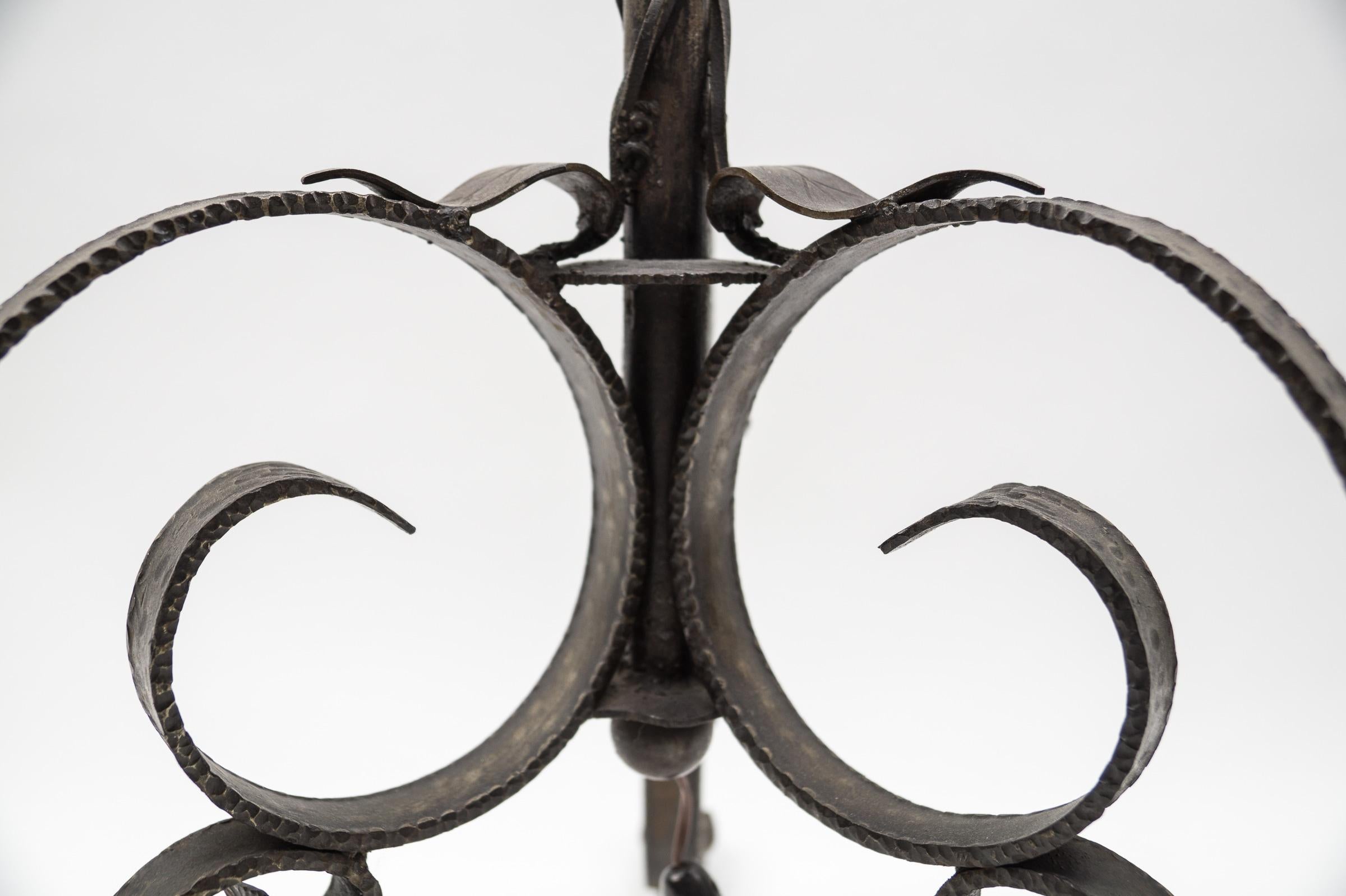 Wrought Iron Floor Lamp Attributed to Raymond Subes For Sale 5