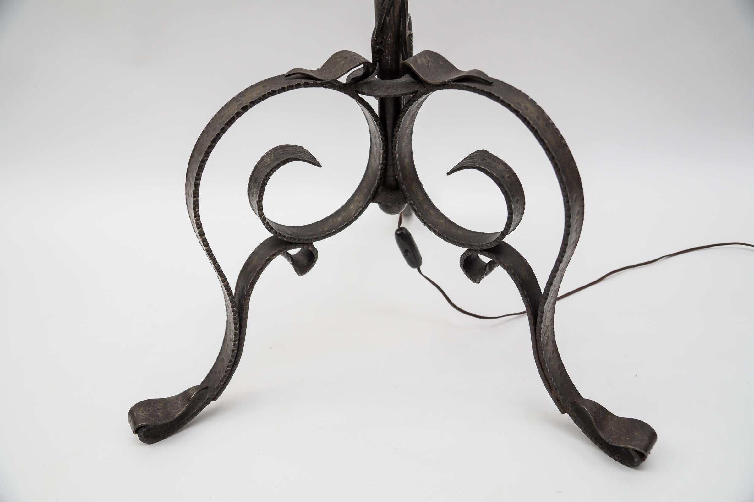 Wrought Iron Floor Lamp Attributed to Raymond Subes For Sale 3