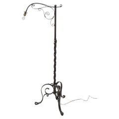 Retro Wrought Iron Floor Lamp Attributed to Raymond Subes