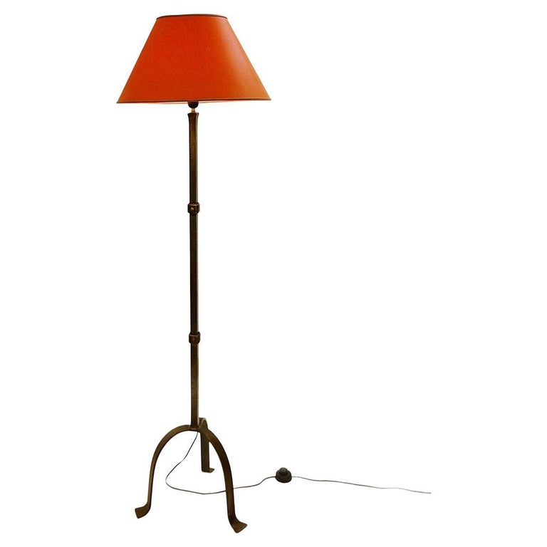 Les Artisans de Marolles wrought-iron floor lamp, mid-20th century, offered by via-antica