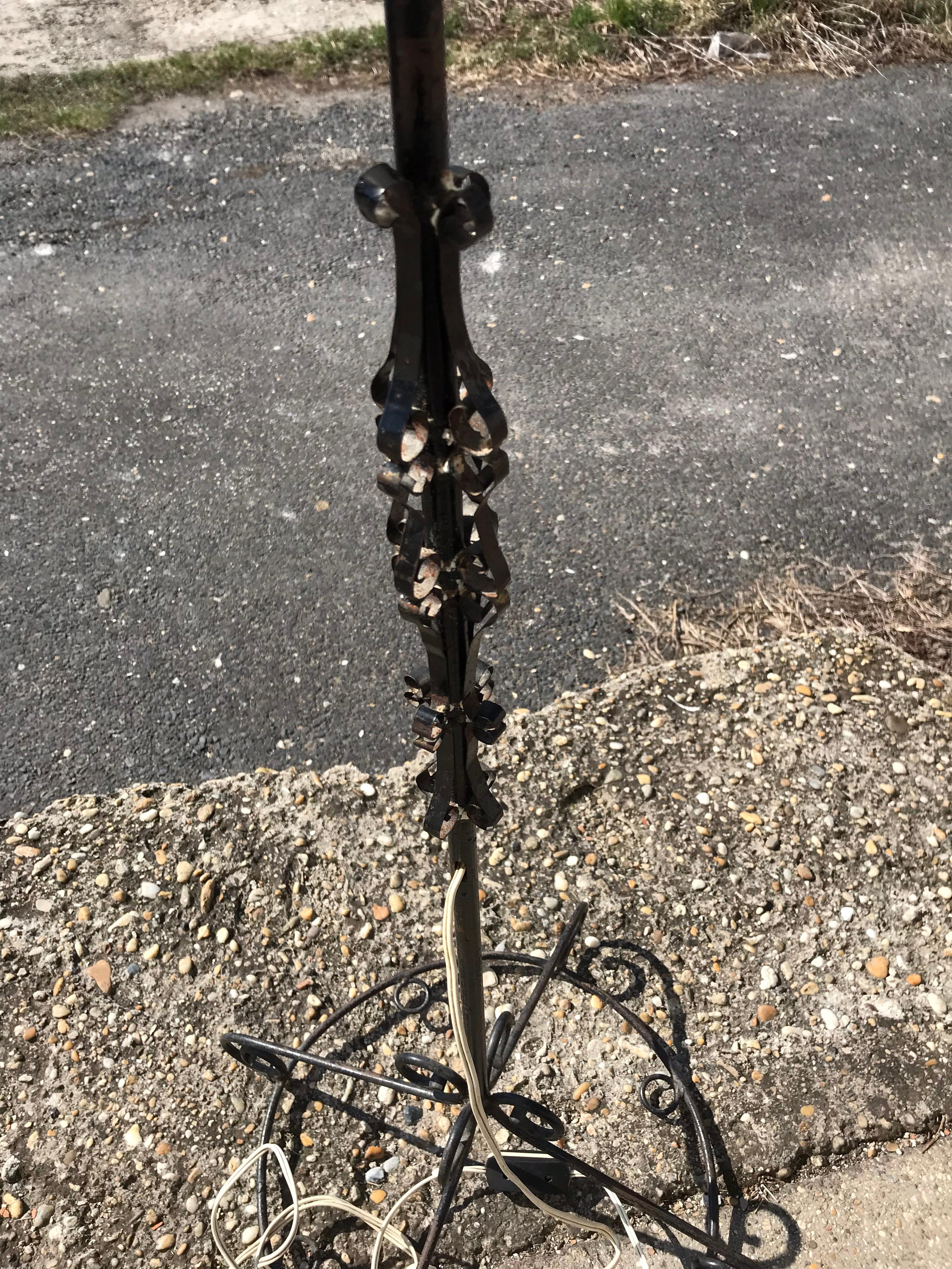 Hungarian Wrought Iron Floor Lamp, circa 1950s For Sale