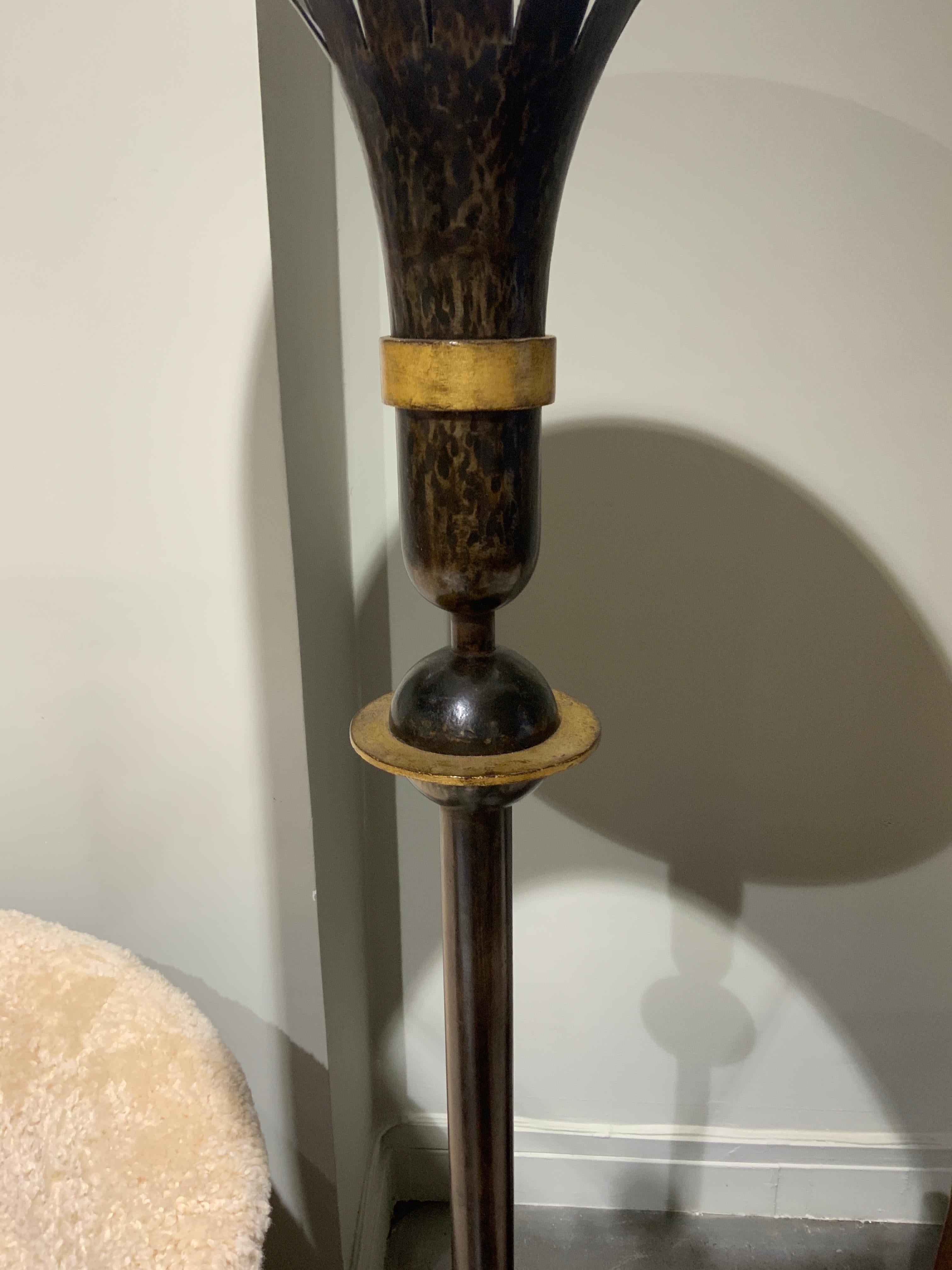Mid-20th Century Wrought iron floor lamp circa 1950 France  For Sale