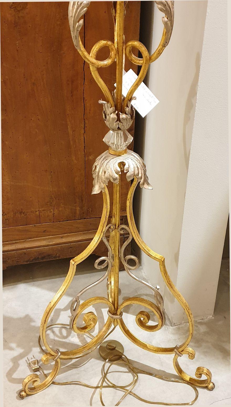 French Wrought iron floor lamp, France For Sale