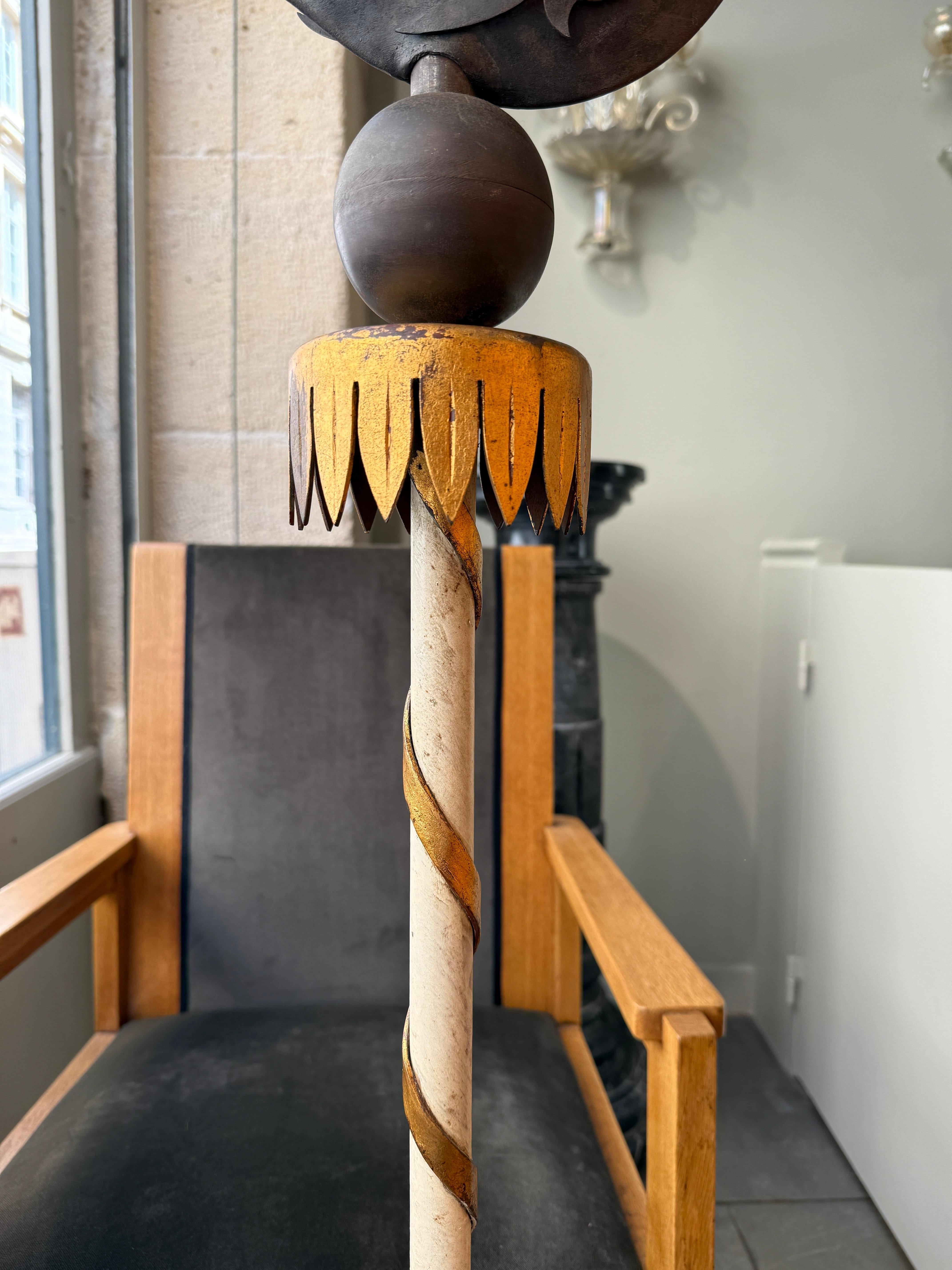 Mid-Century Modern Lampadaire en fer forgé Gilbert Poillerat circa 1940 en vente