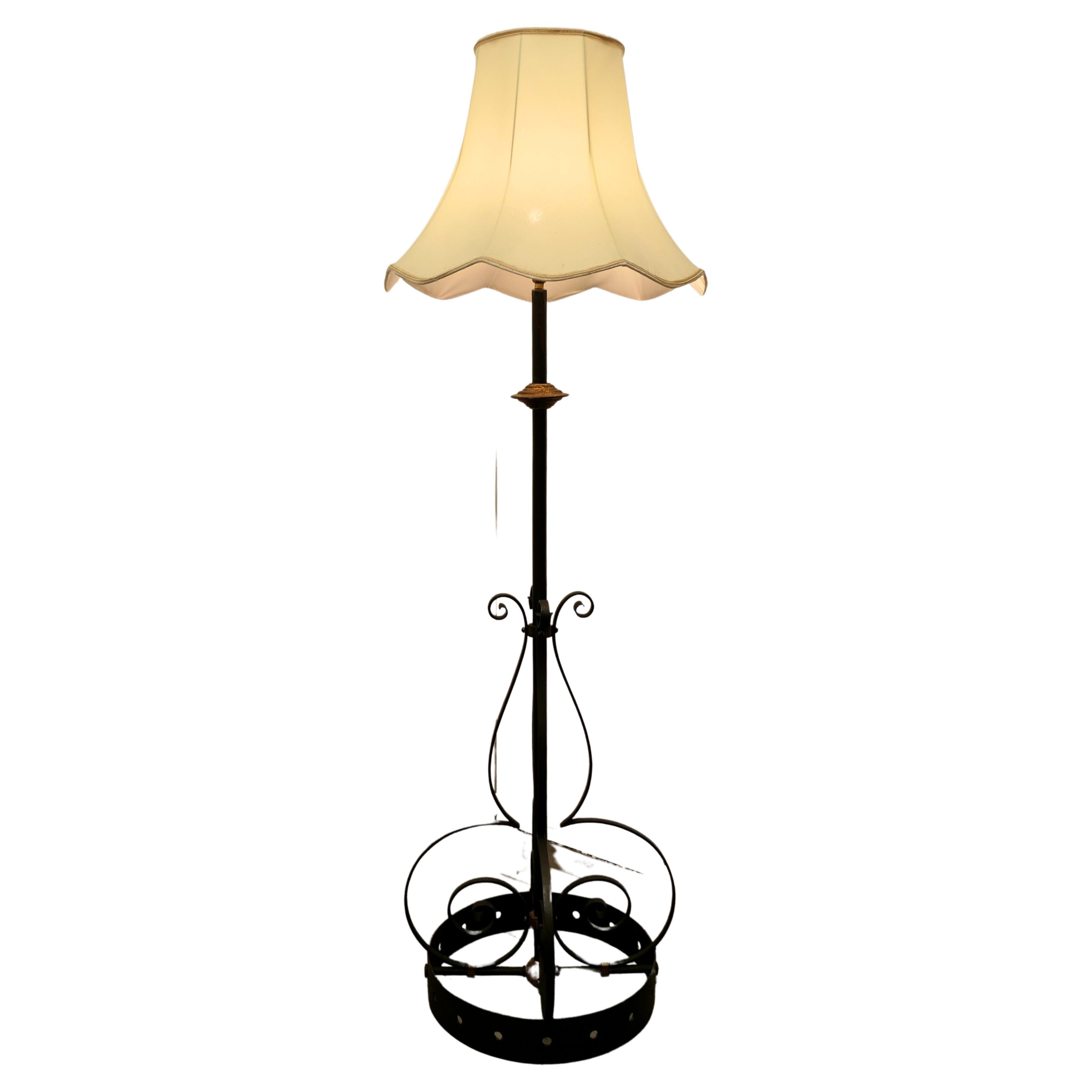 Wrought Iron Floor Lamp in the Arts and Crafts Gothic Style
