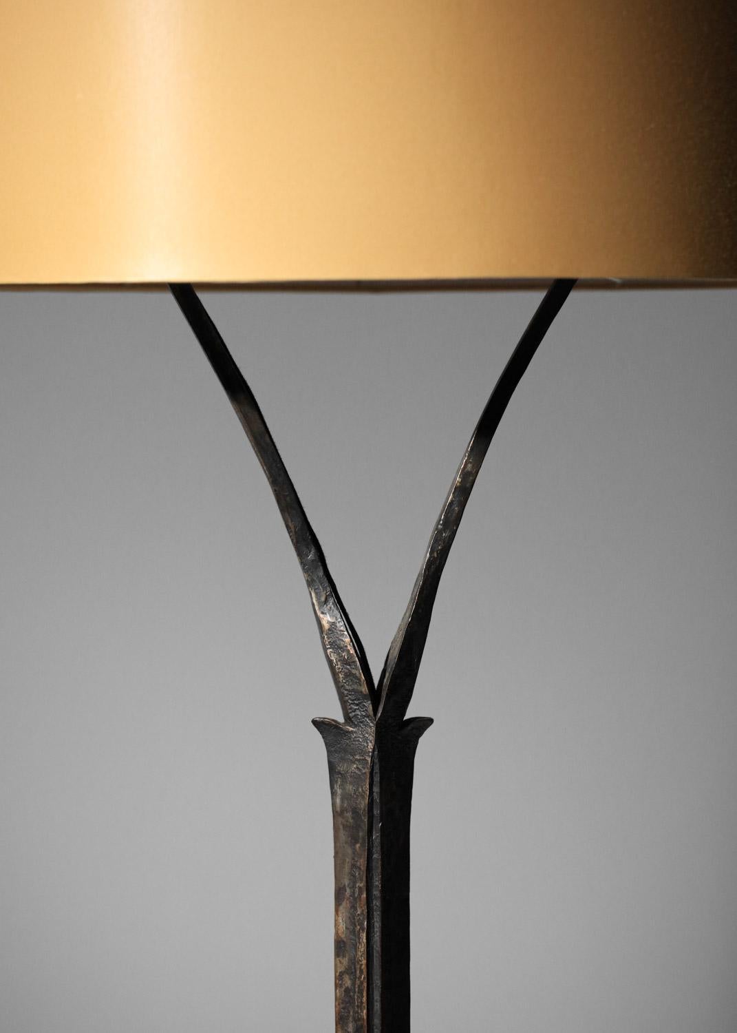 Wrought iron floor lamp in the atelier de marolles in style of Diego Giacometti 4