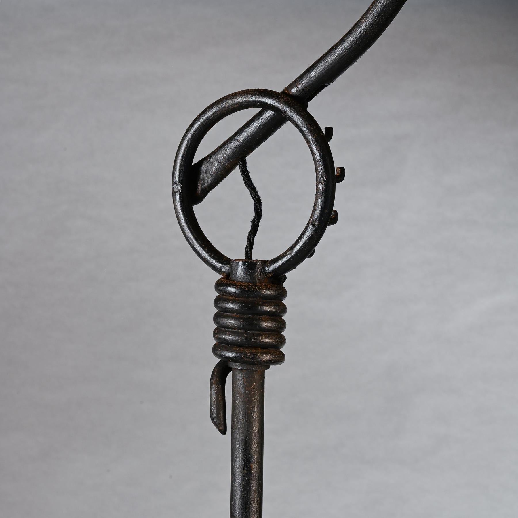 Wrought Iron Floor Lamp in the Manner of Jean Royère In Good Condition For Sale In Benington, Herts