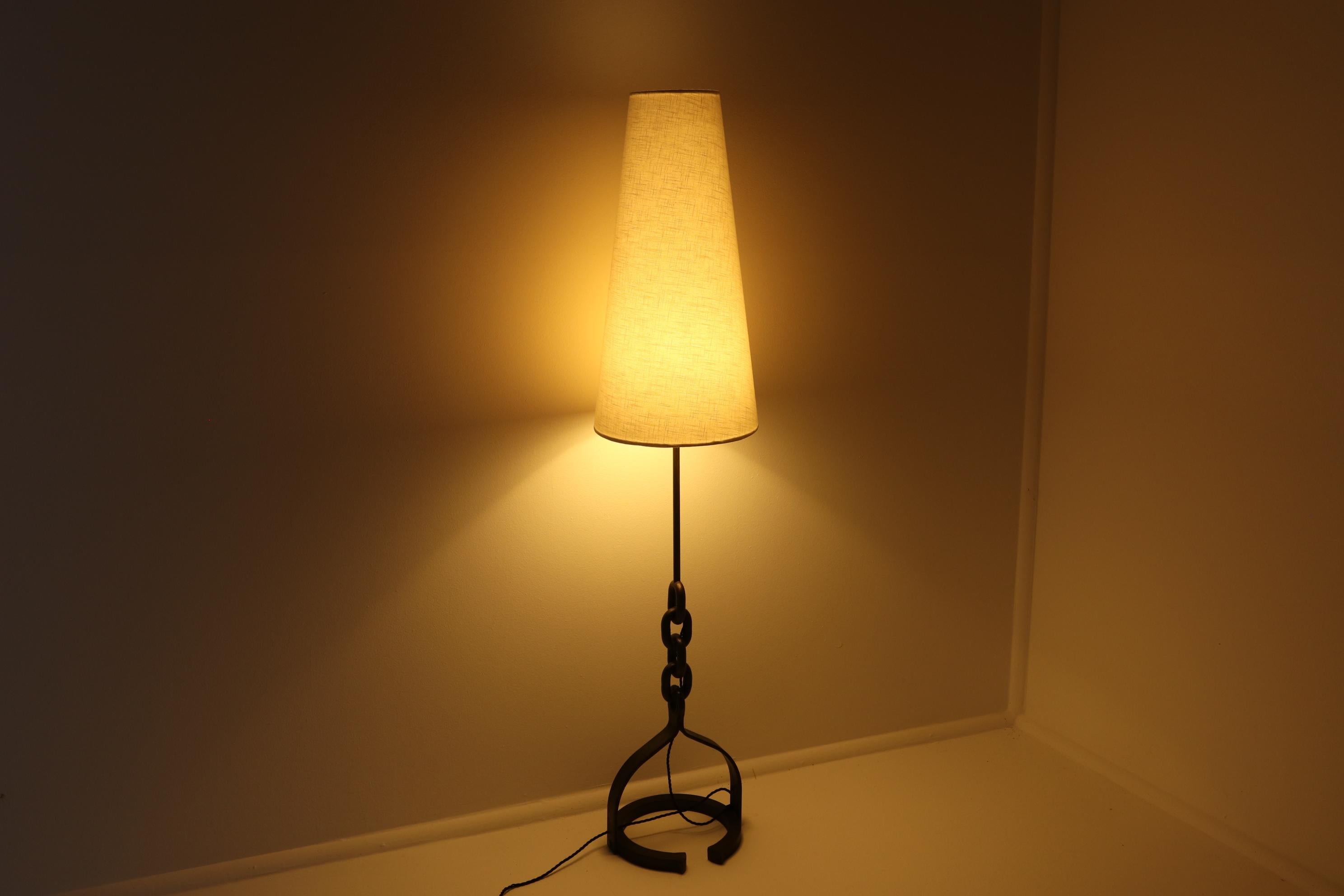 Wrought Iron Floor Lamp, in the taste of Franz West. French, c.1950.s . In Excellent Condition For Sale In Holmfirth, GB