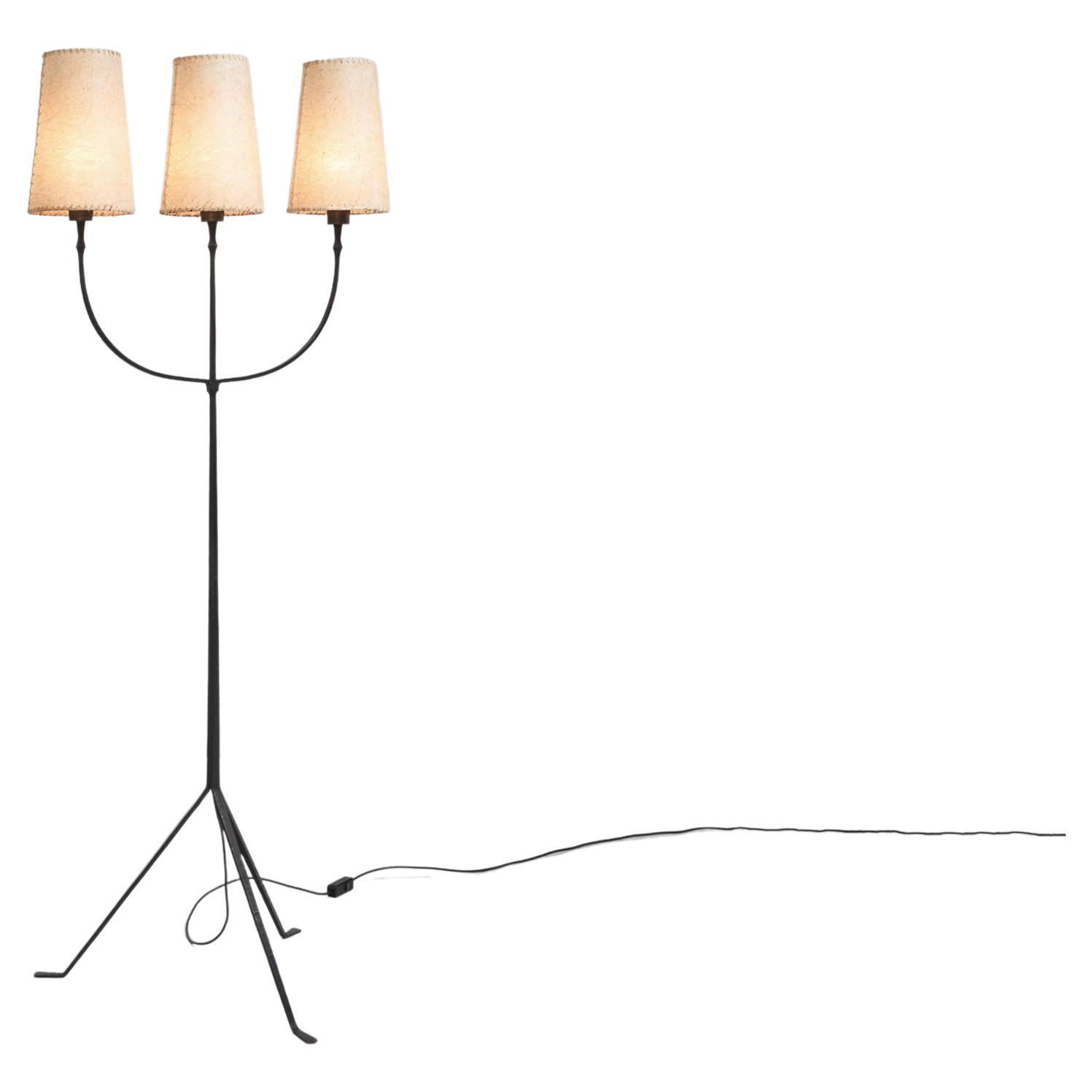 Wrought Iron Floor Lamp Made in France, 1950s
