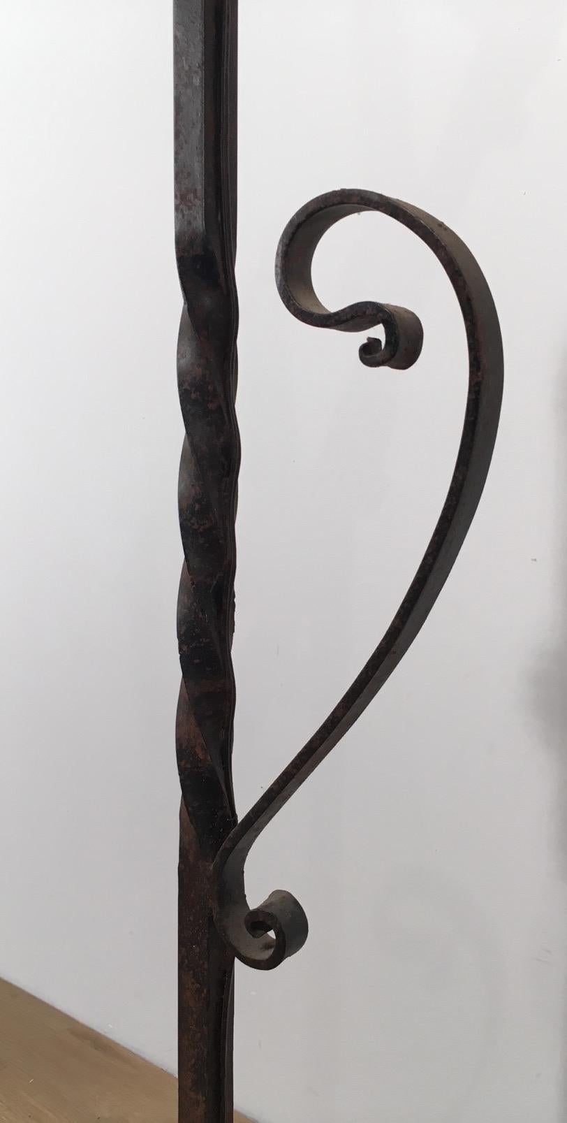Mid-20th Century Wrought Iron Floor Lamp with 4 Lights, French, circa 1950 For Sale