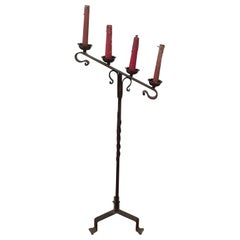 Retro Wrought Iron Floor Lamp with 4 Lights, French, circa 1950