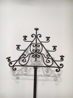 Wrought Iron Floor Lamp with 7 Lights, French, Circa 1940
