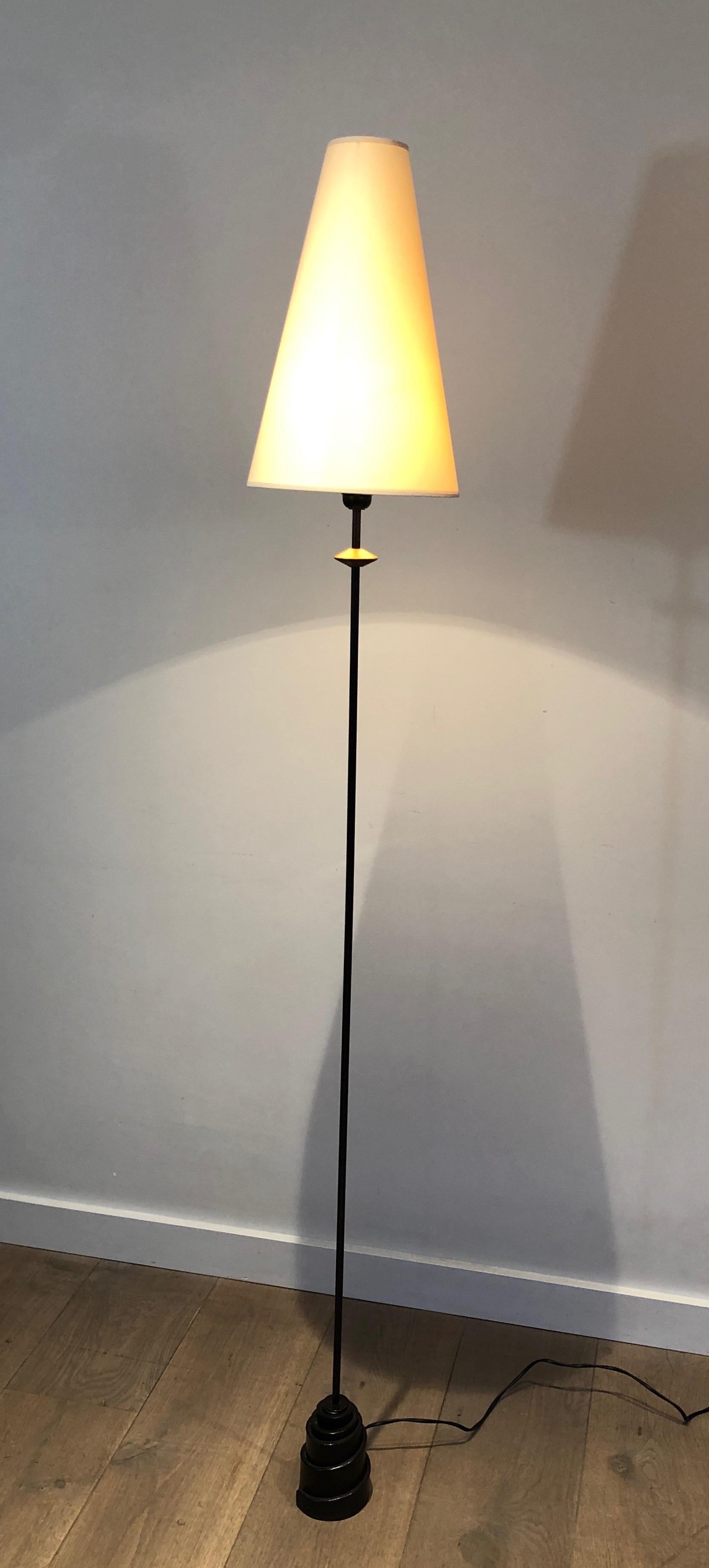 Wrought Iron Floor Lamp with Cast Iron Base; French Work, circa 1970 For Sale 5