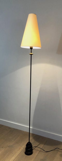 Wrought Iron Floor Lamp with Cast Iron Base; French Work, circa 1970