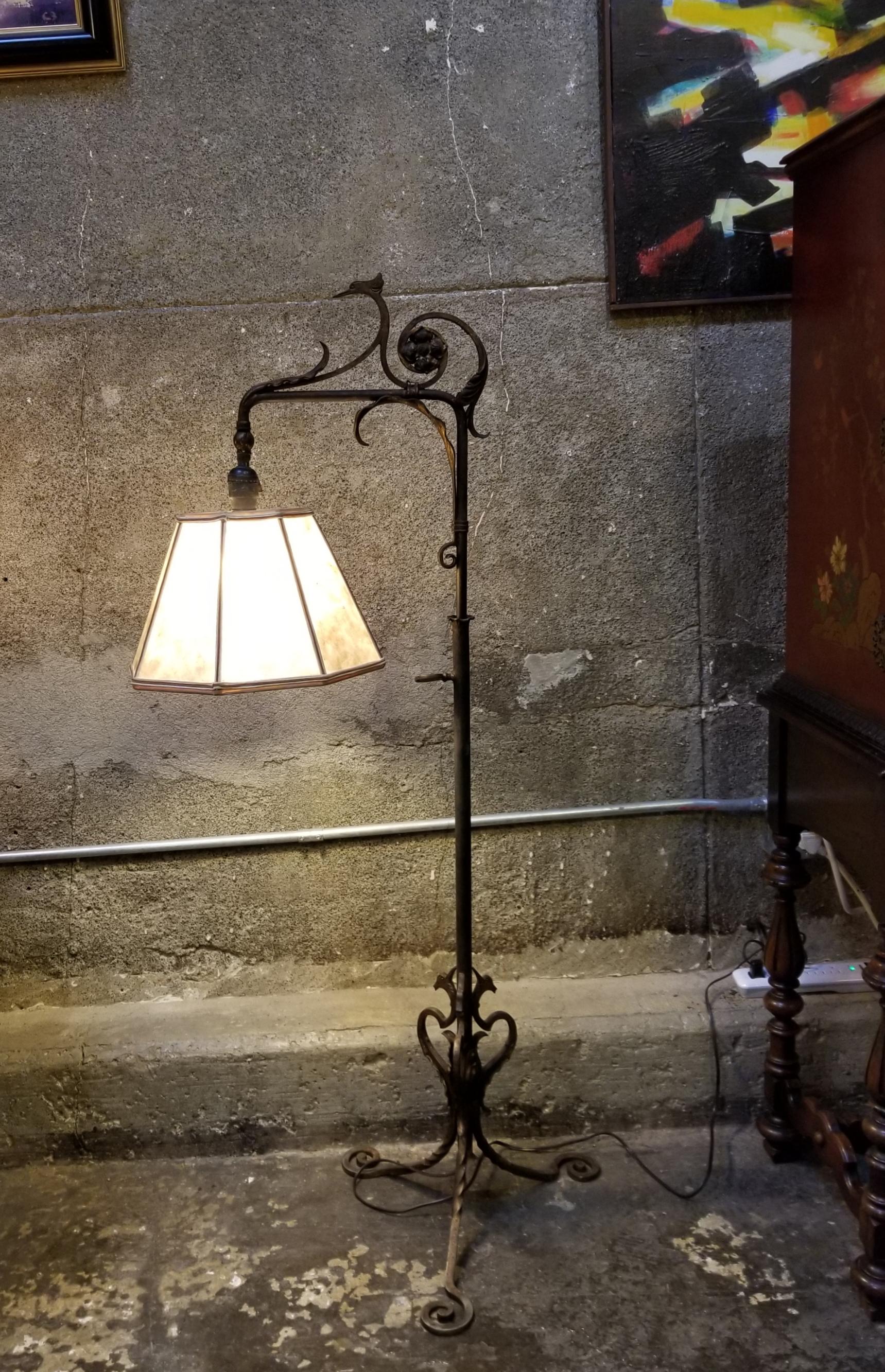 Wrought Iron Floor Lamp with Mica Shade 5