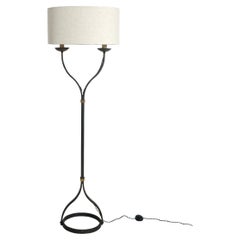 Wrought iron floor lamp with oval lampshade, 1960s