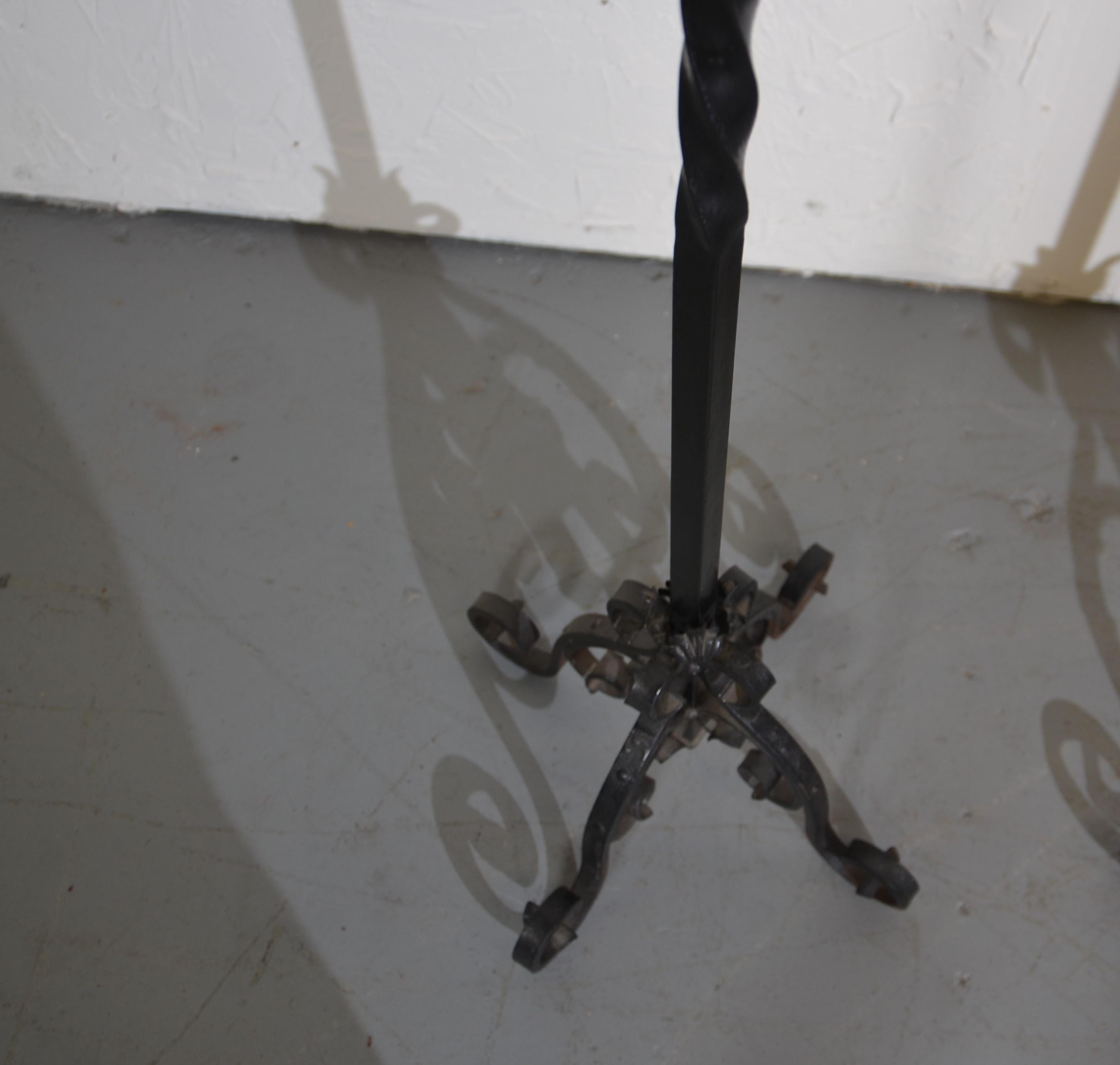 American Wrought Iron Floor Torchieres Set of 2 For Sale
