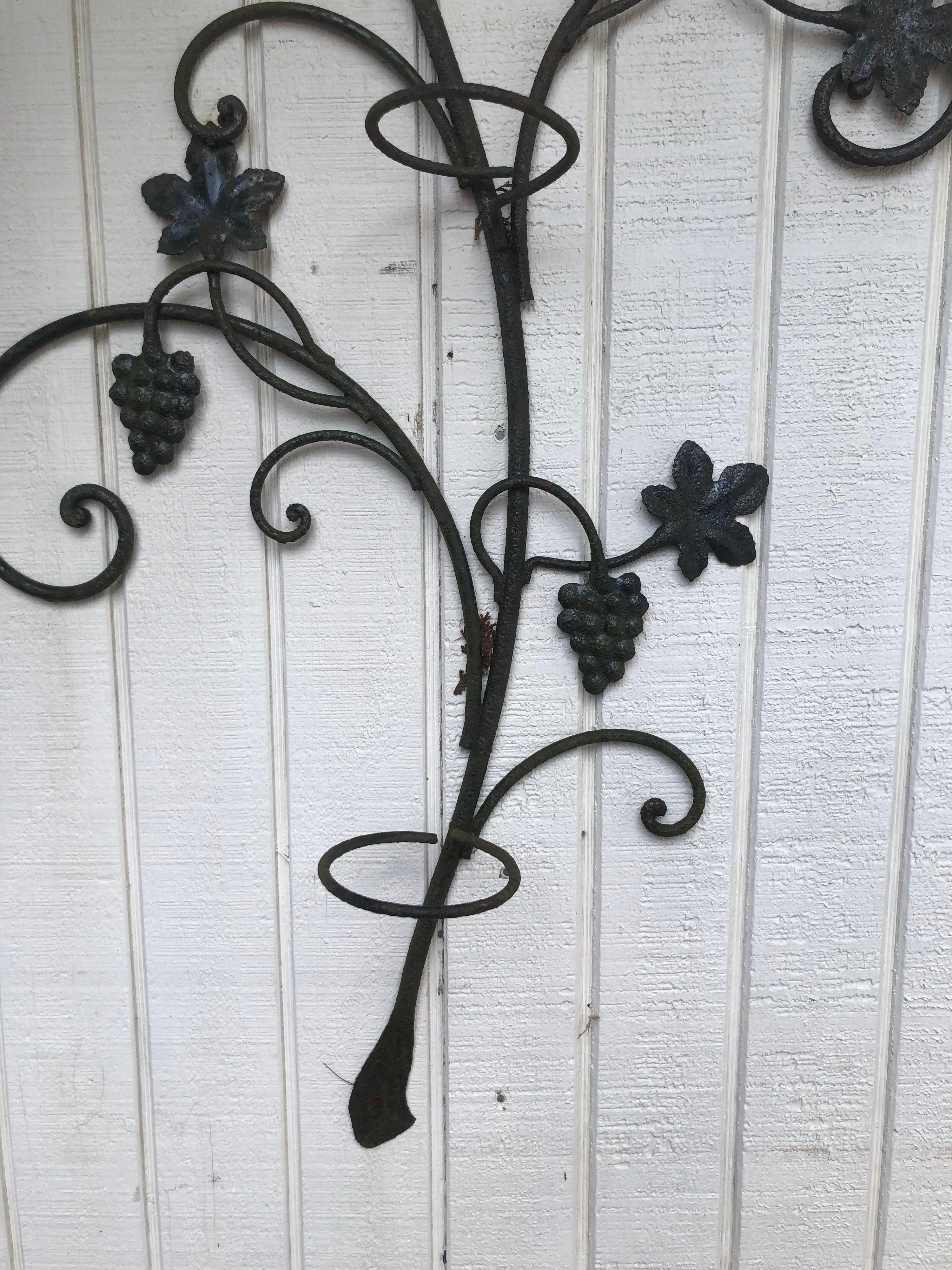 Country Wrought Iron Floral Garden Wall Decor For Sale