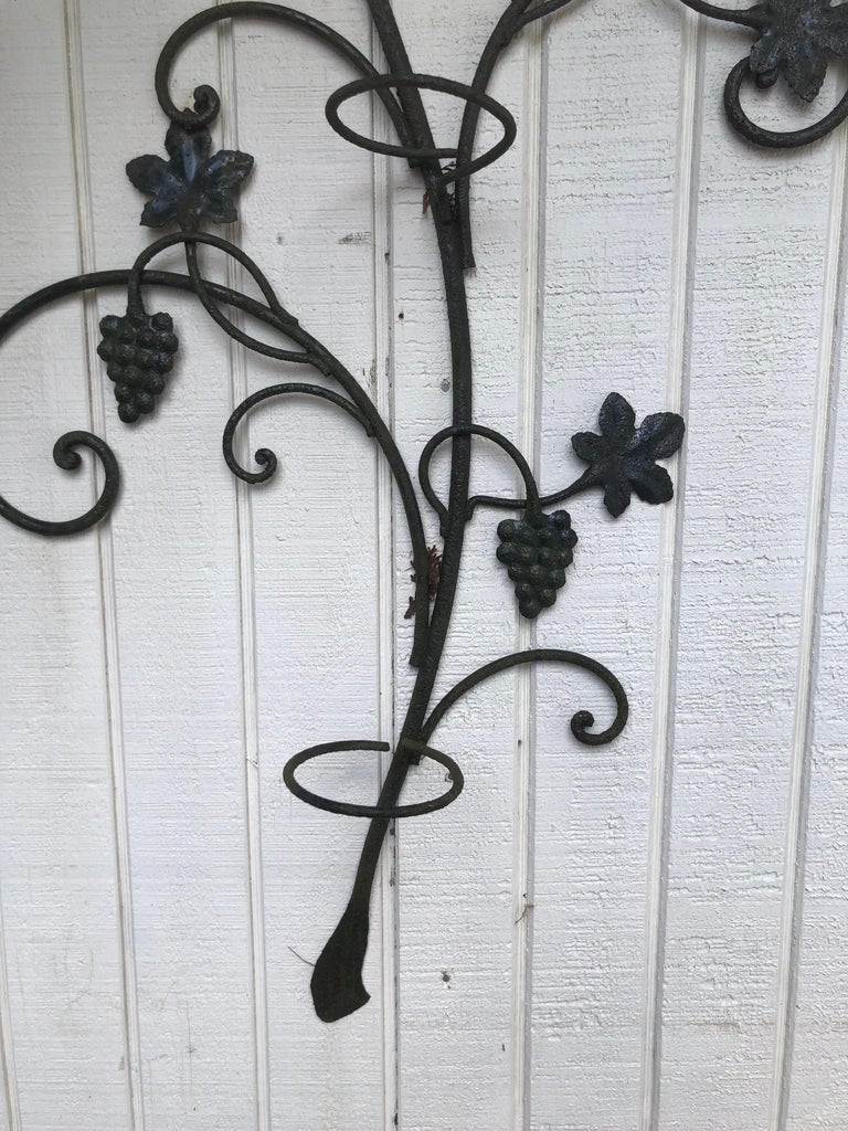 Mid-20th Century Wrought Iron Floral Garden Wall Decor For Sale