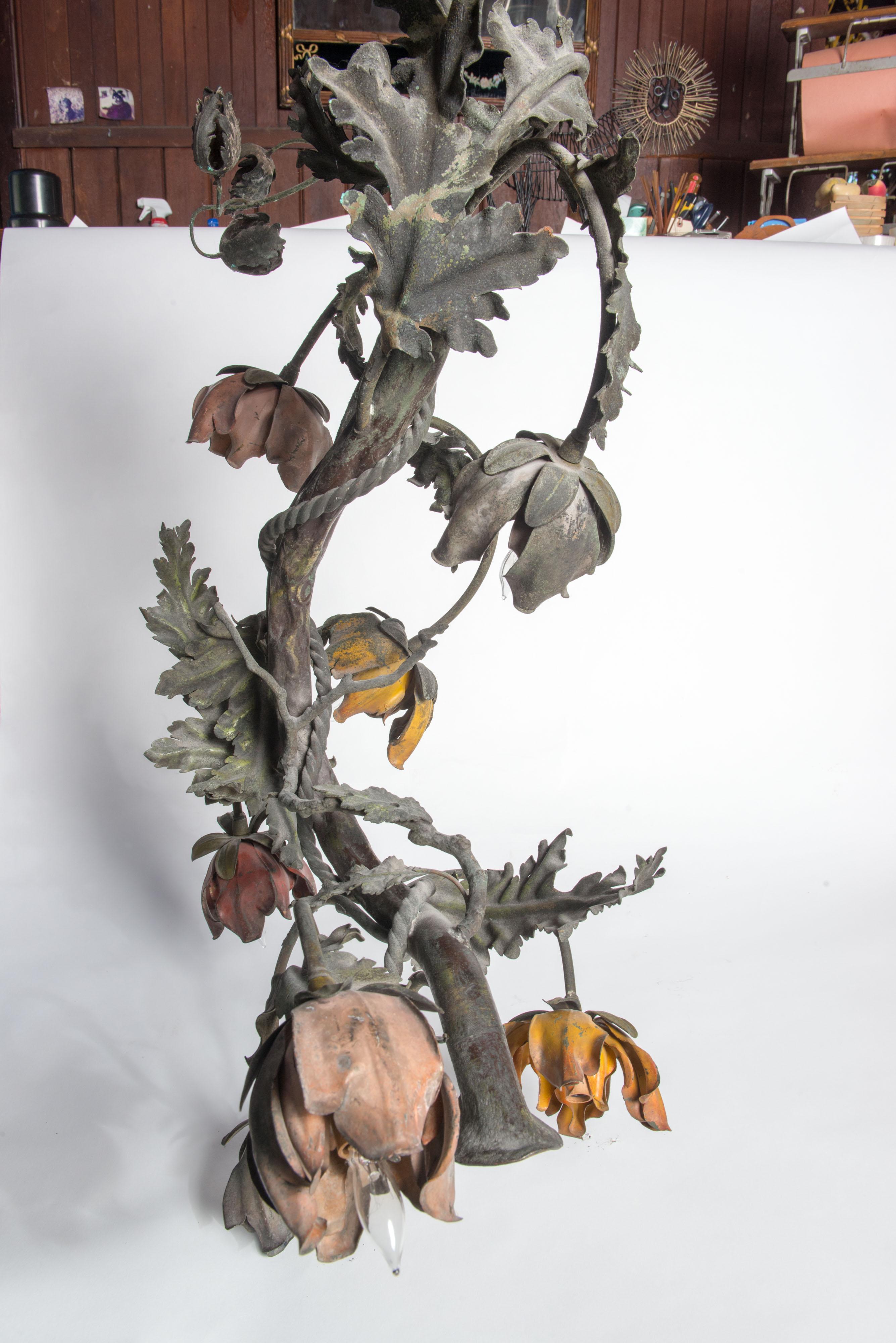 Wrought Iron Floral Vine Chandelier For Sale 4