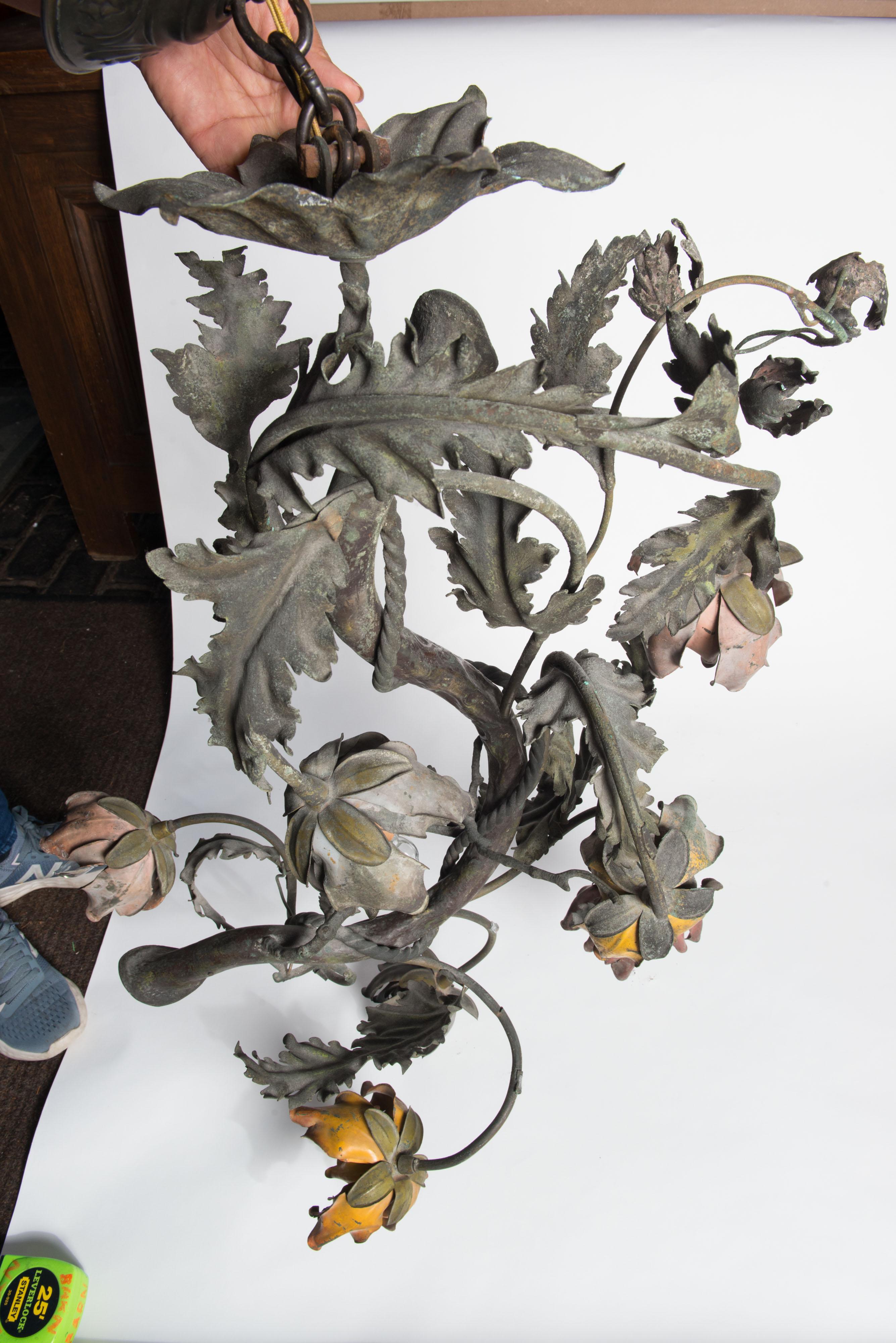 Wrought Iron Floral Vine Chandelier For Sale 6