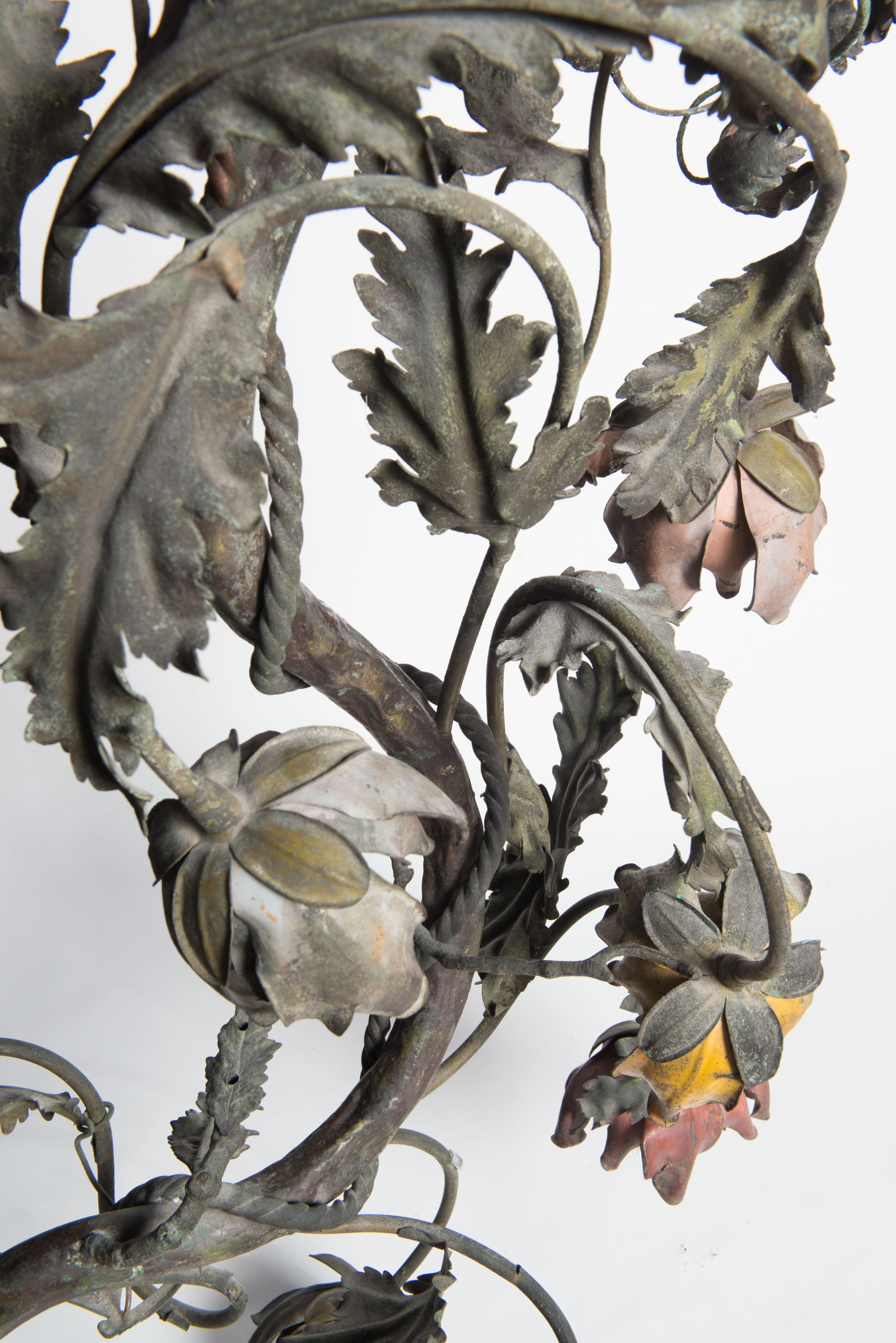 Wrought Iron Floral Vine Chandelier For Sale 7