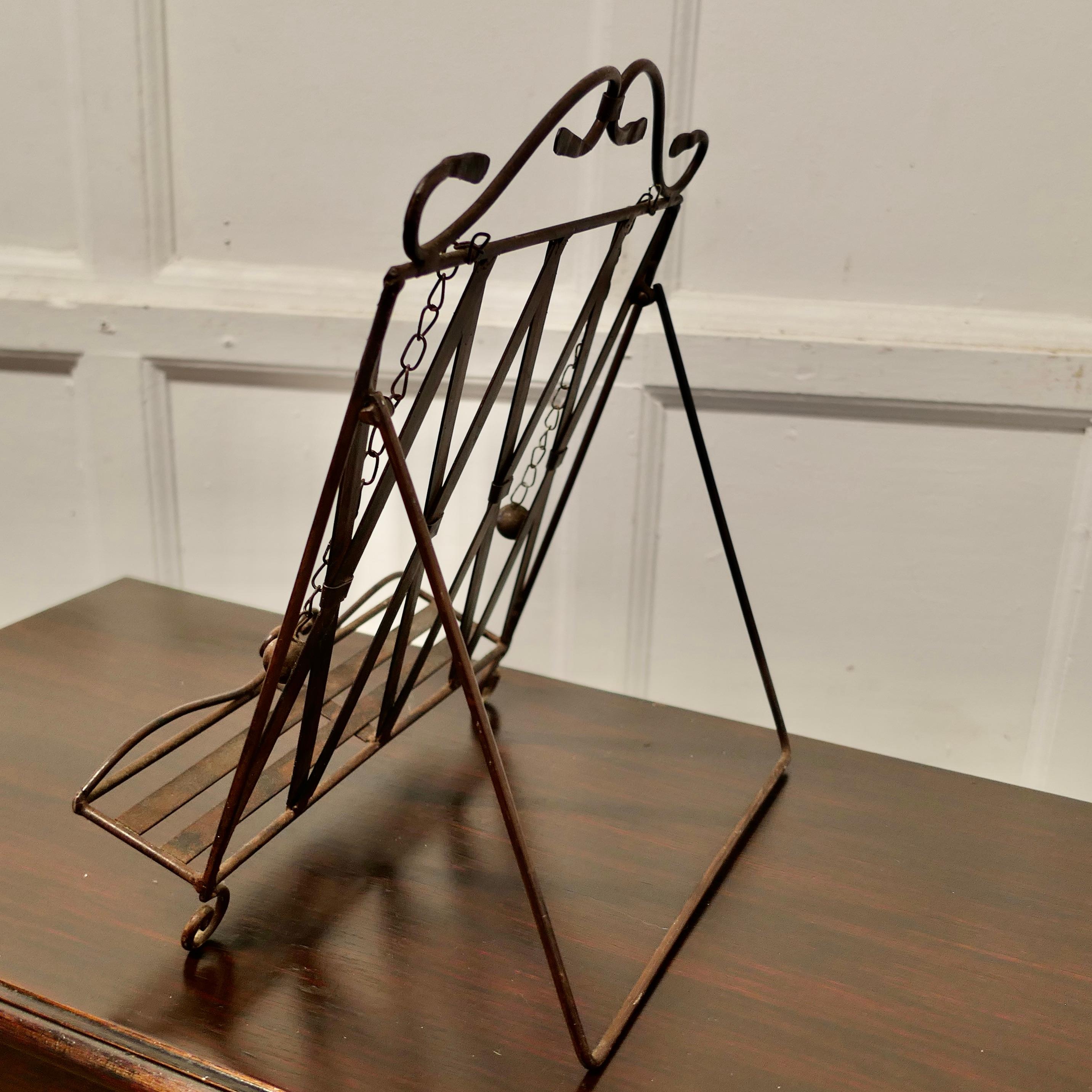 Wrought Iron Folding Book Rest, with Page Weights  This is a charming piece  For Sale 2