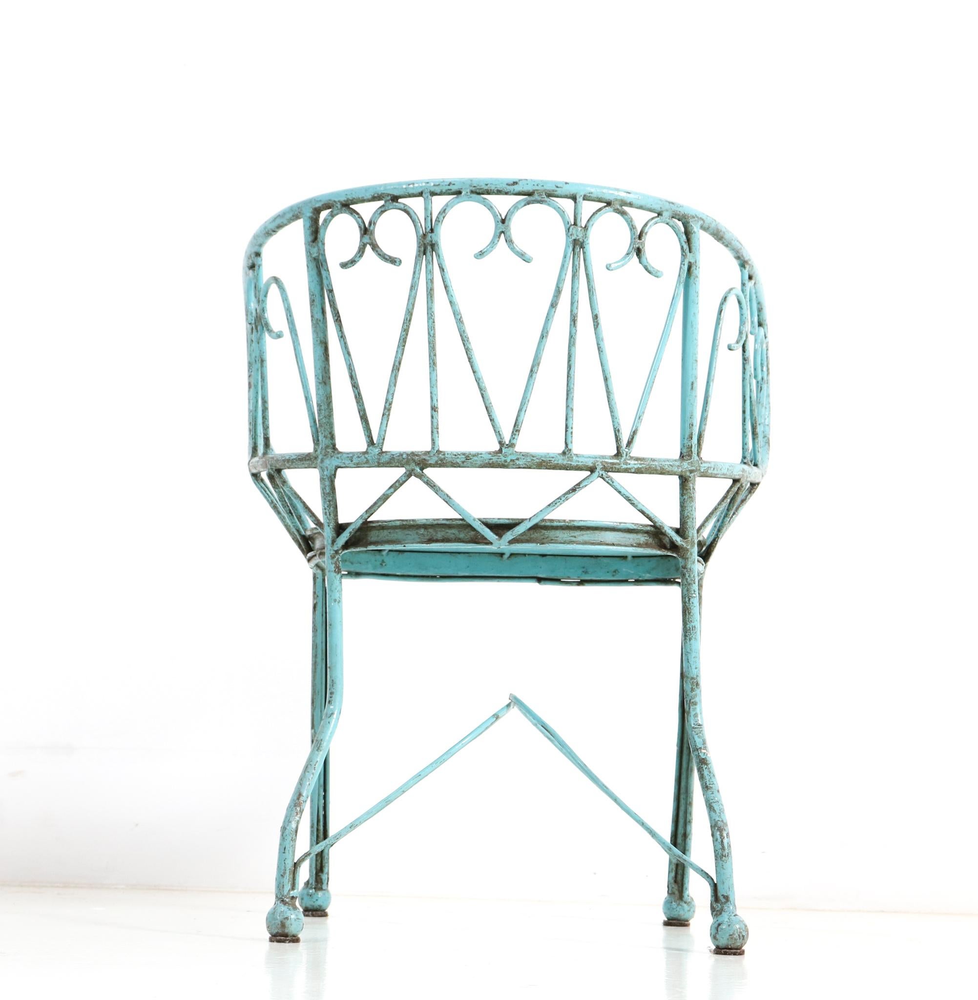 Early 20th Century Wrought Iron French Art Nouveau Children's Armchair, 1900s For Sale