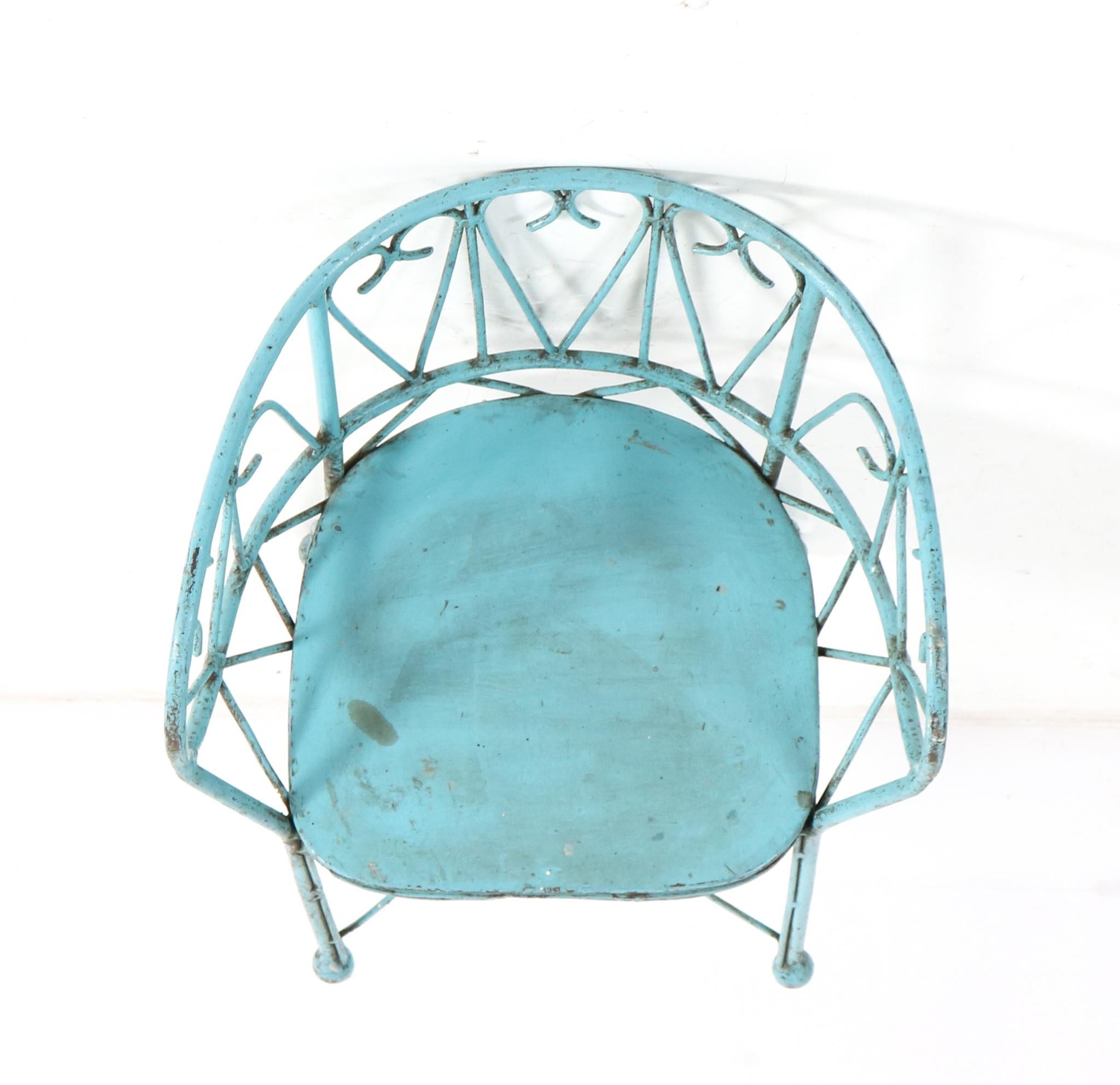 Wrought Iron French Art Nouveau Children's Armchair, 1900s For Sale 4