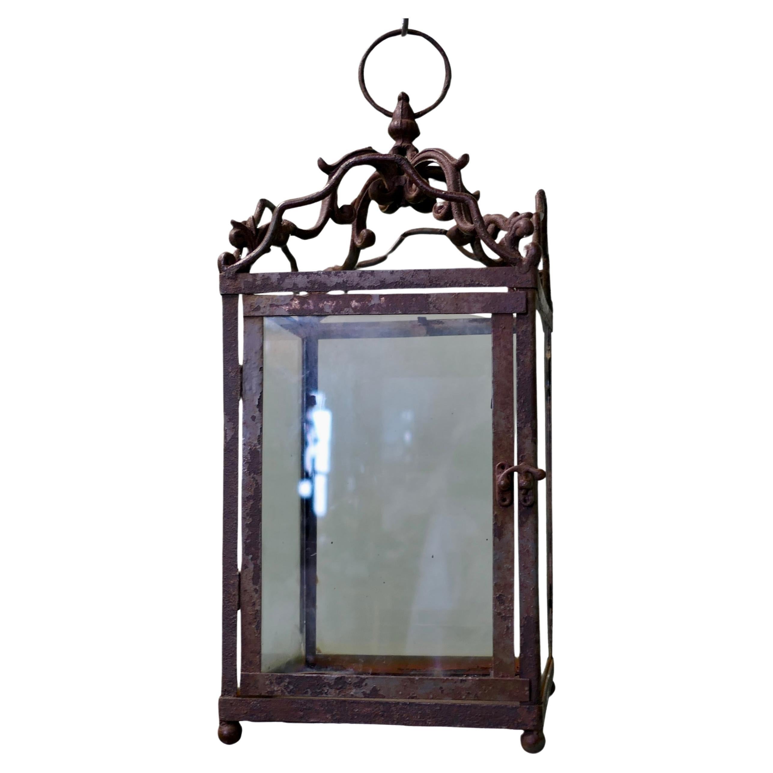 Wrought Iron French Arts and Crafts Hall Lantern This is a good large size