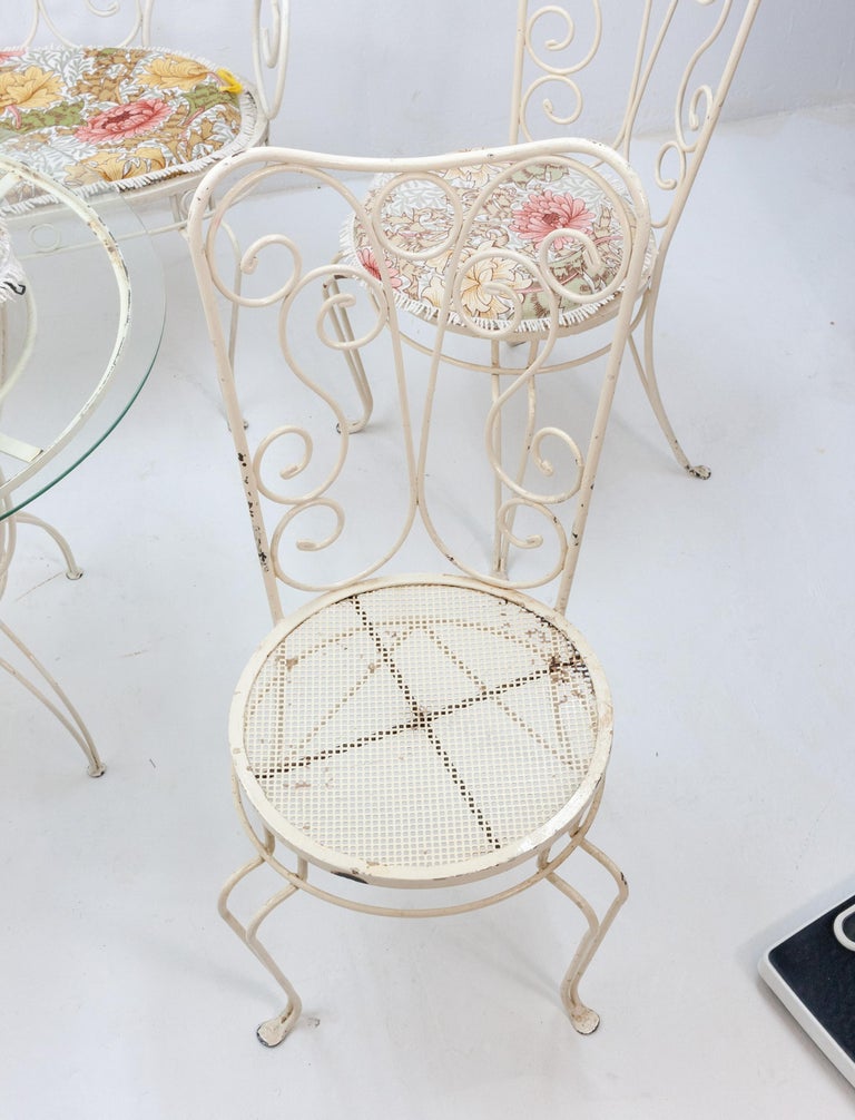 Picture of Wrought Iron French Garden Set of Four Chairs and a Table, 1950s at 1stDibs