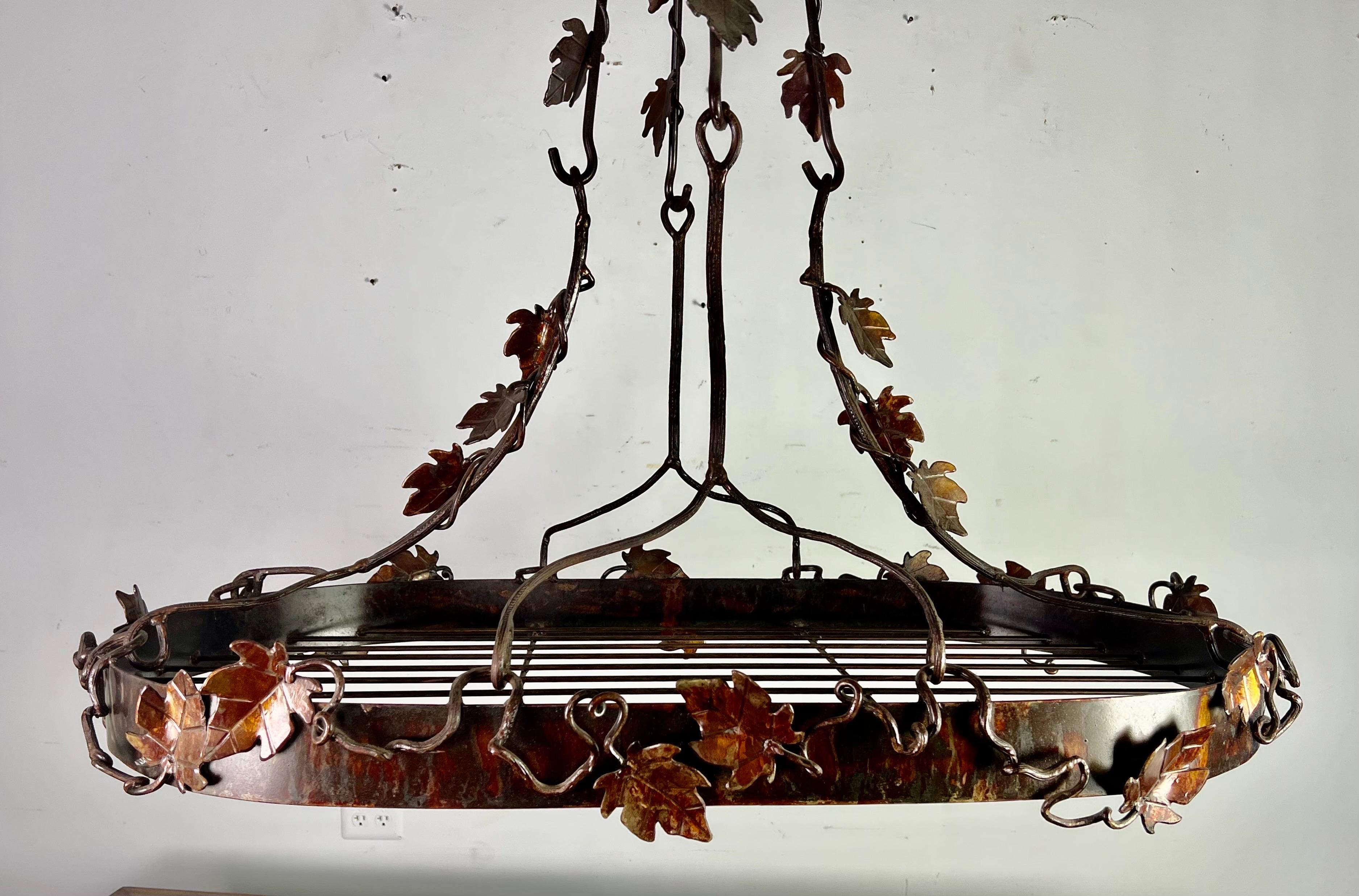 Other Wrought Iron French Grapevine Pot Rack-20th Century For Sale