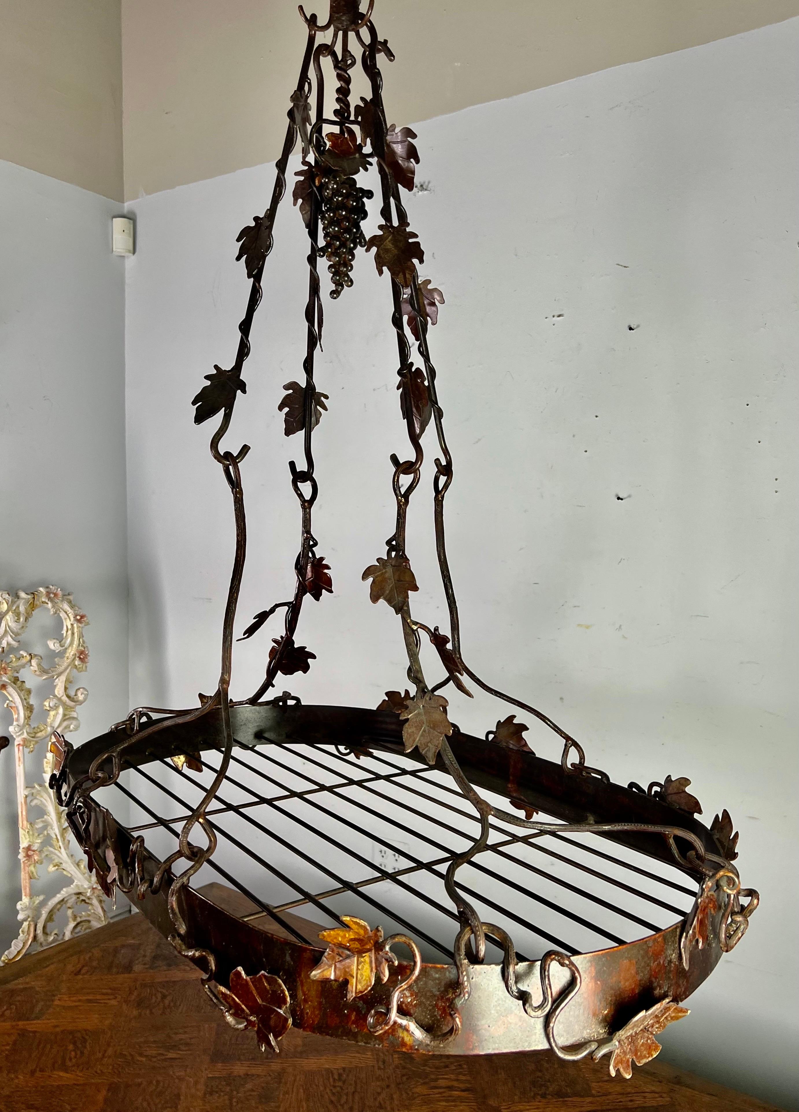 Wrought Iron French Grapevine Pot Rack-20th Century For Sale 2